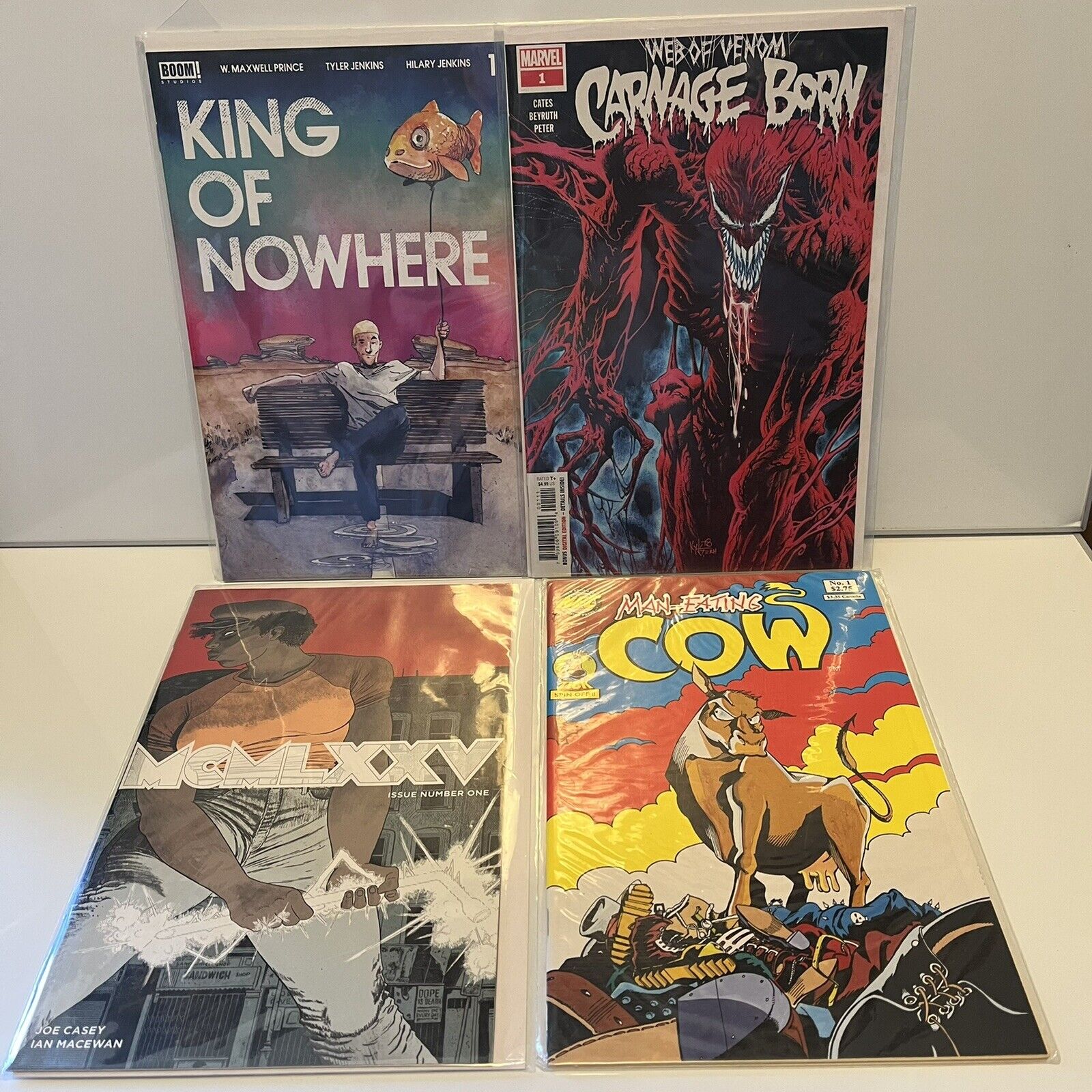 Comic Book Lot of 4: Web of Venom King of Nowhere Mad Eating Cow MCMLXXV