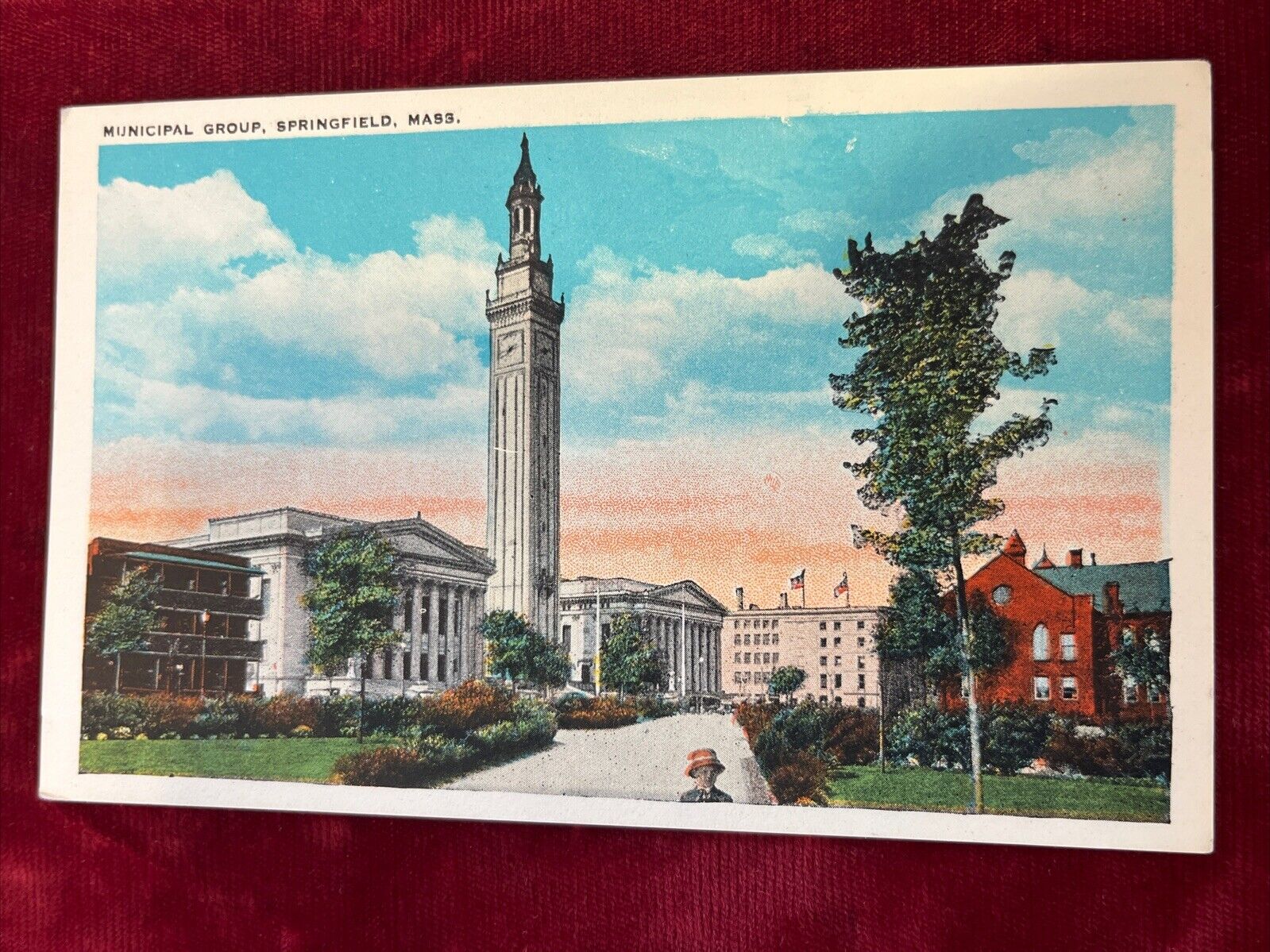 GOVERNMENT MUNICIPAL BUILDINGS Springfield MA Massachusetts TICHNOR Linen Card