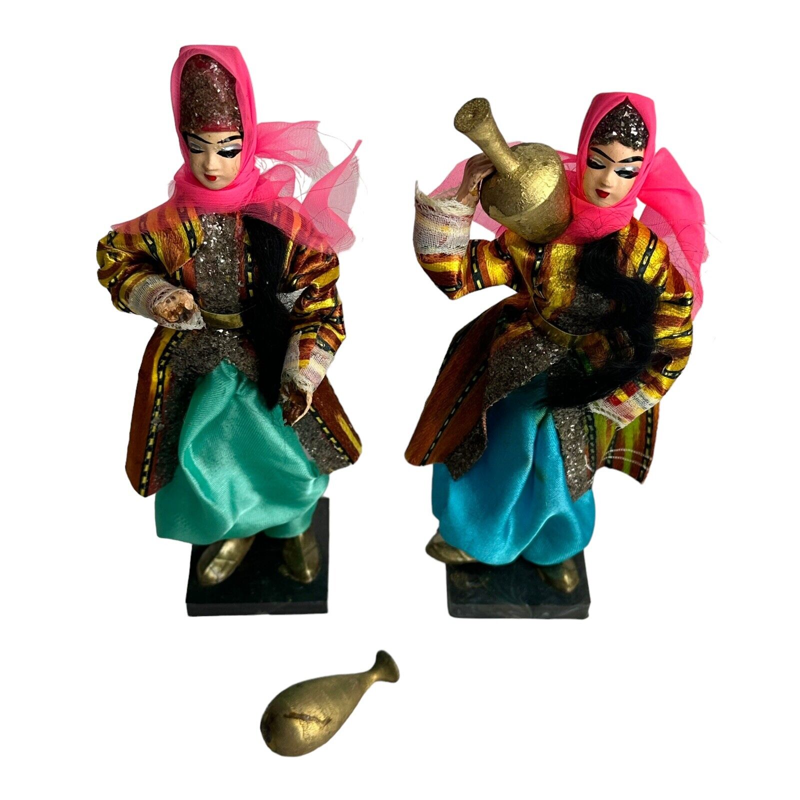 TWO Vintage HUNER Dolls Pink Turkish SOUVENIRS