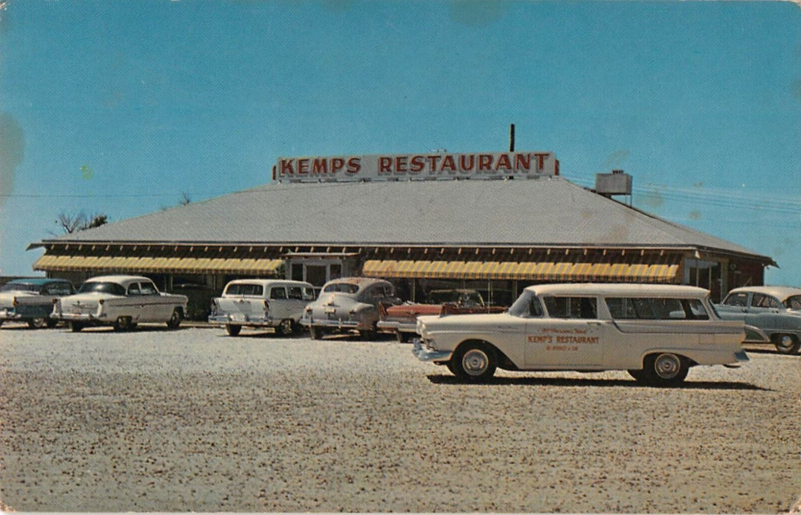 Kemps\' Restaurant & Vintage Cars, McPherson, Kansas - 1960\'s Chrome Postcard
