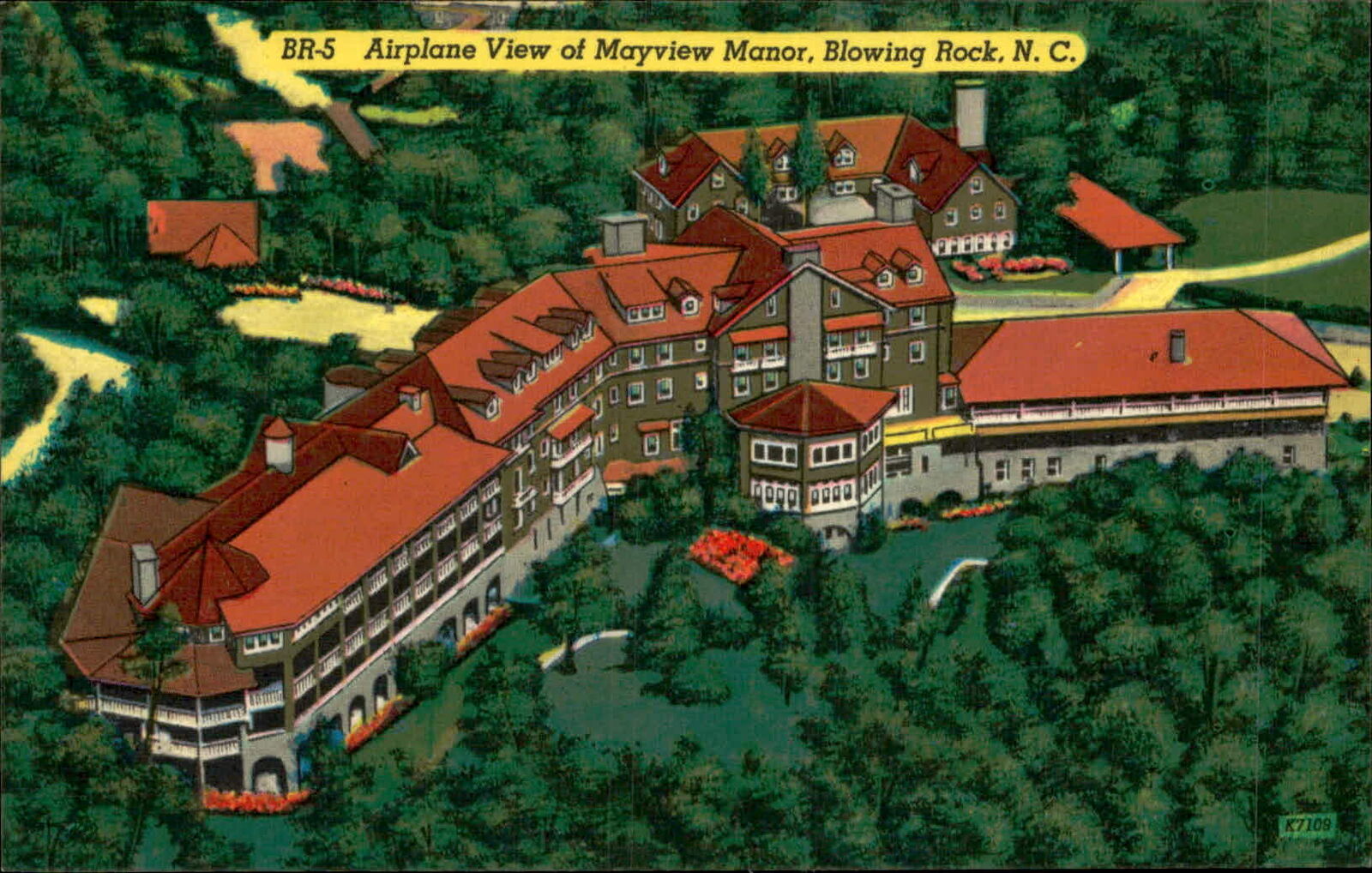 Postcard: WAN SALLAUTET BR-5 Airplane View of Mayview Manor, Blowing R
