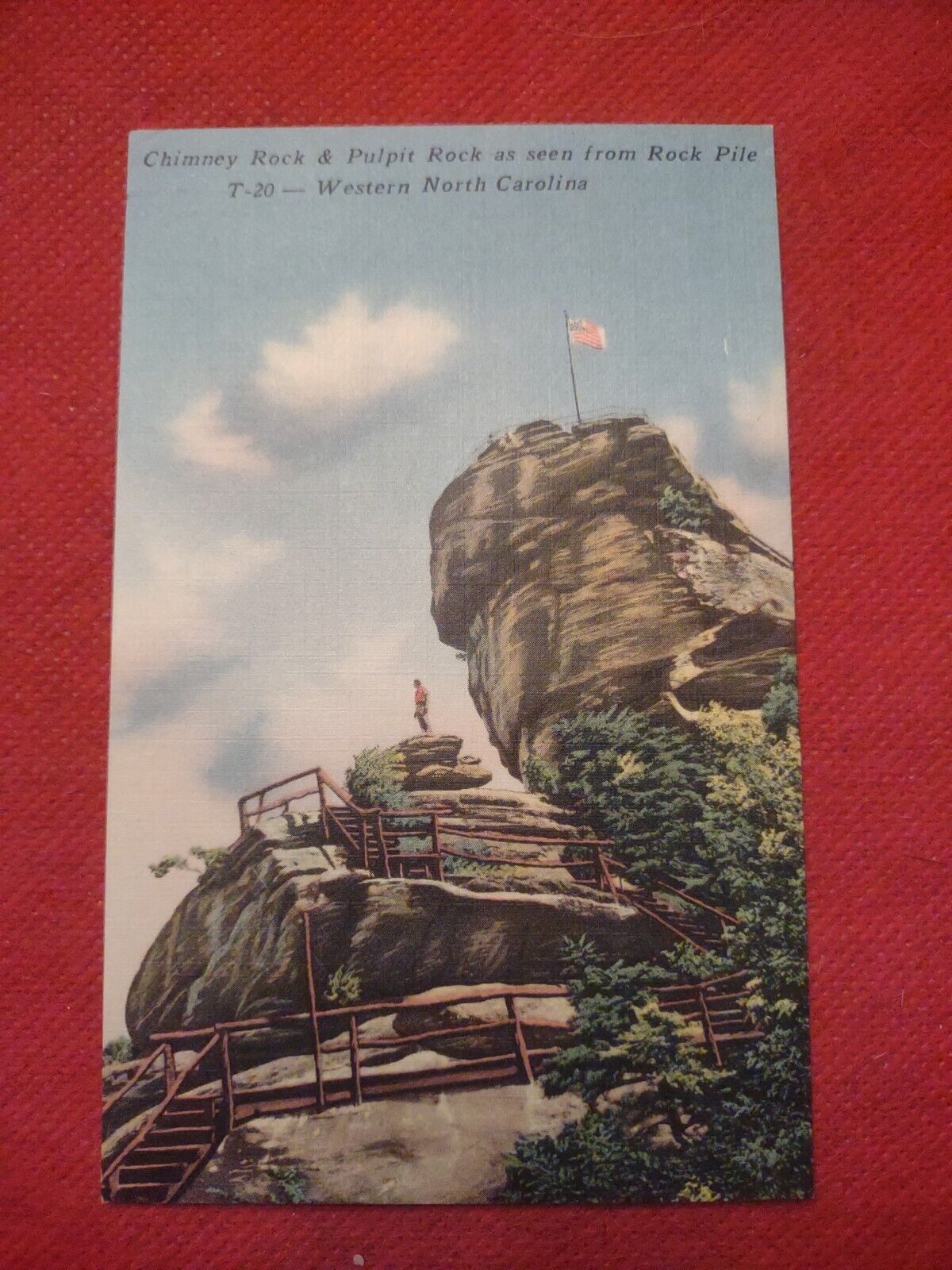 Postcard North Carolina Chimney Rock & Pulpit Rock Linen Unused 