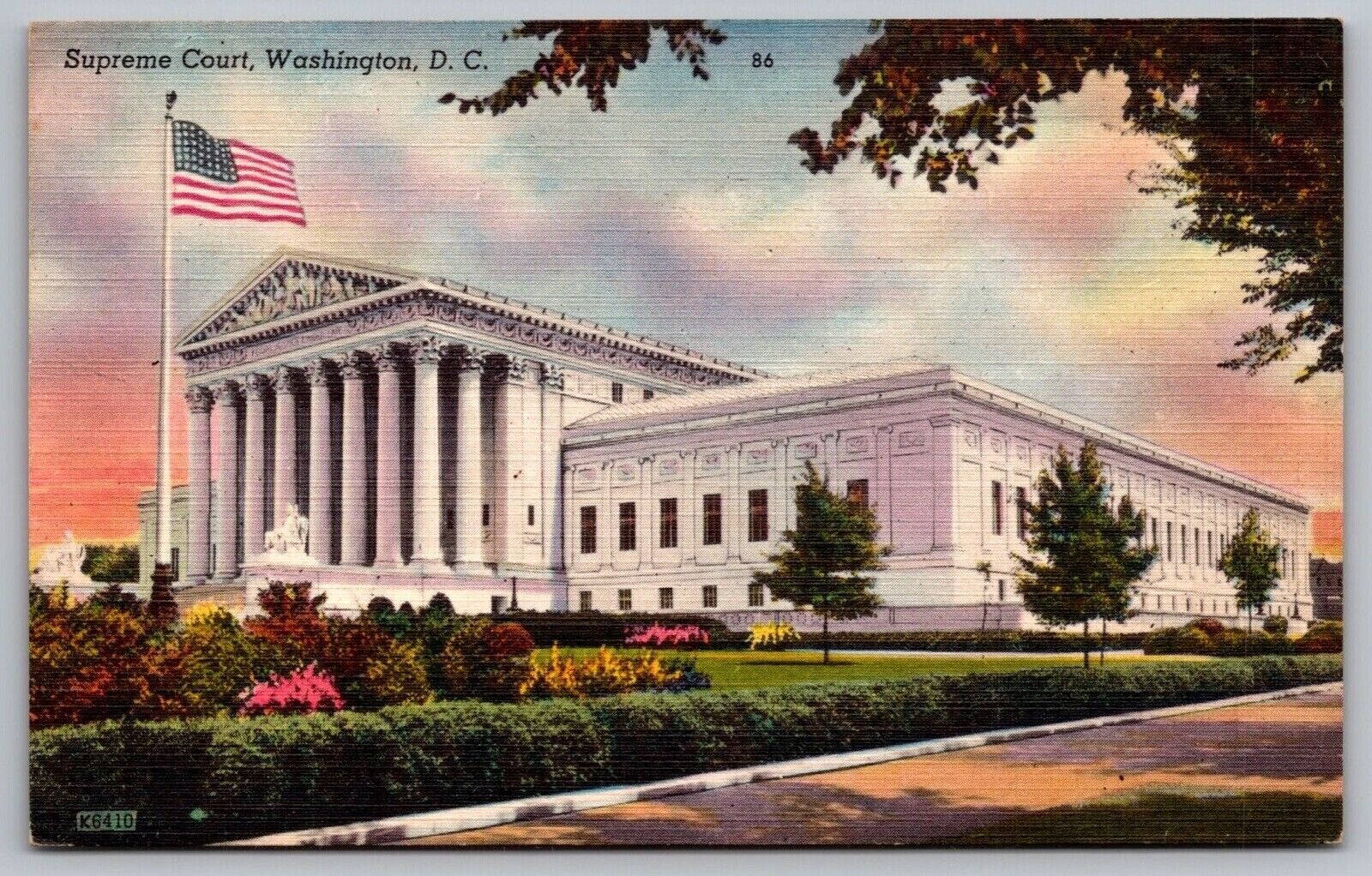 Supreme Court Washington Dc Linen Flag Postcard