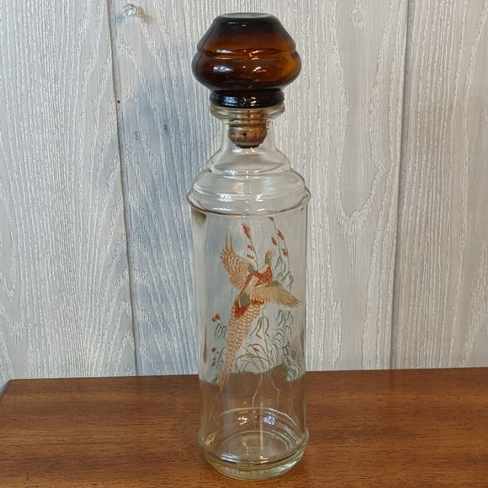 VTG Old Fitzgerald Prime Bourbon Whisky Glass Decanter Pheasant  60s 12