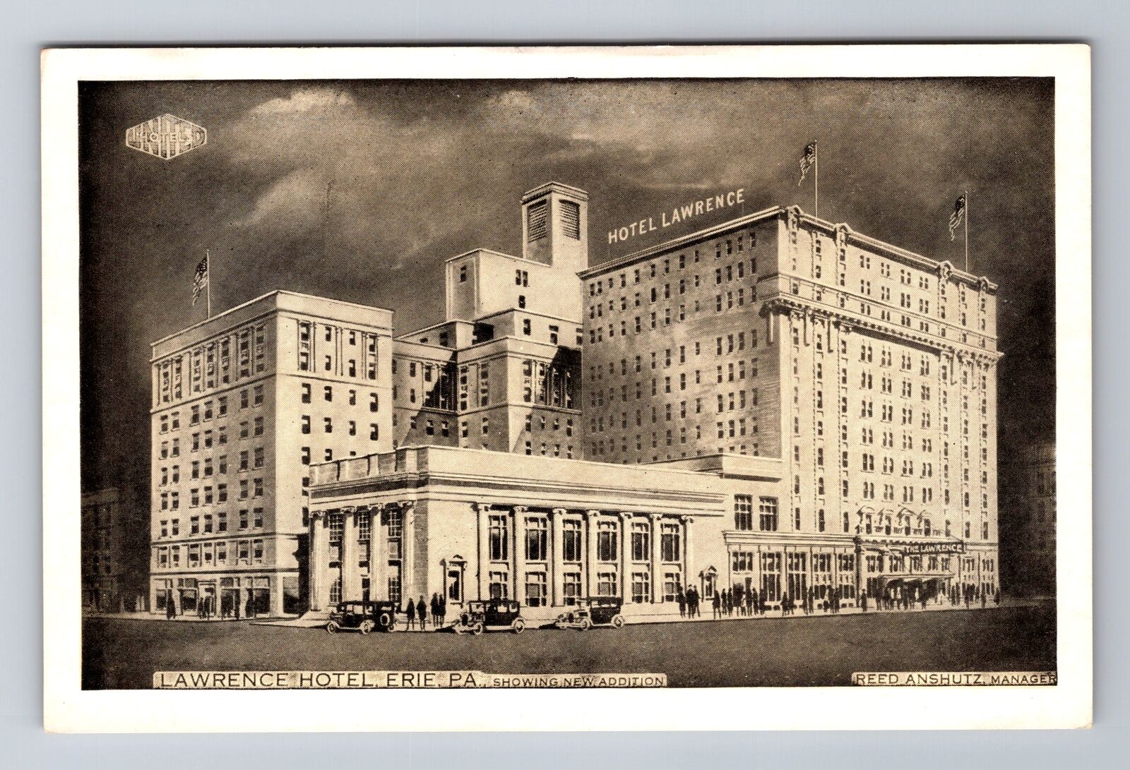 Erie PA-Pennsylvania, Lawrence Hotel, Advertising, Vintage Souvenir Postcard