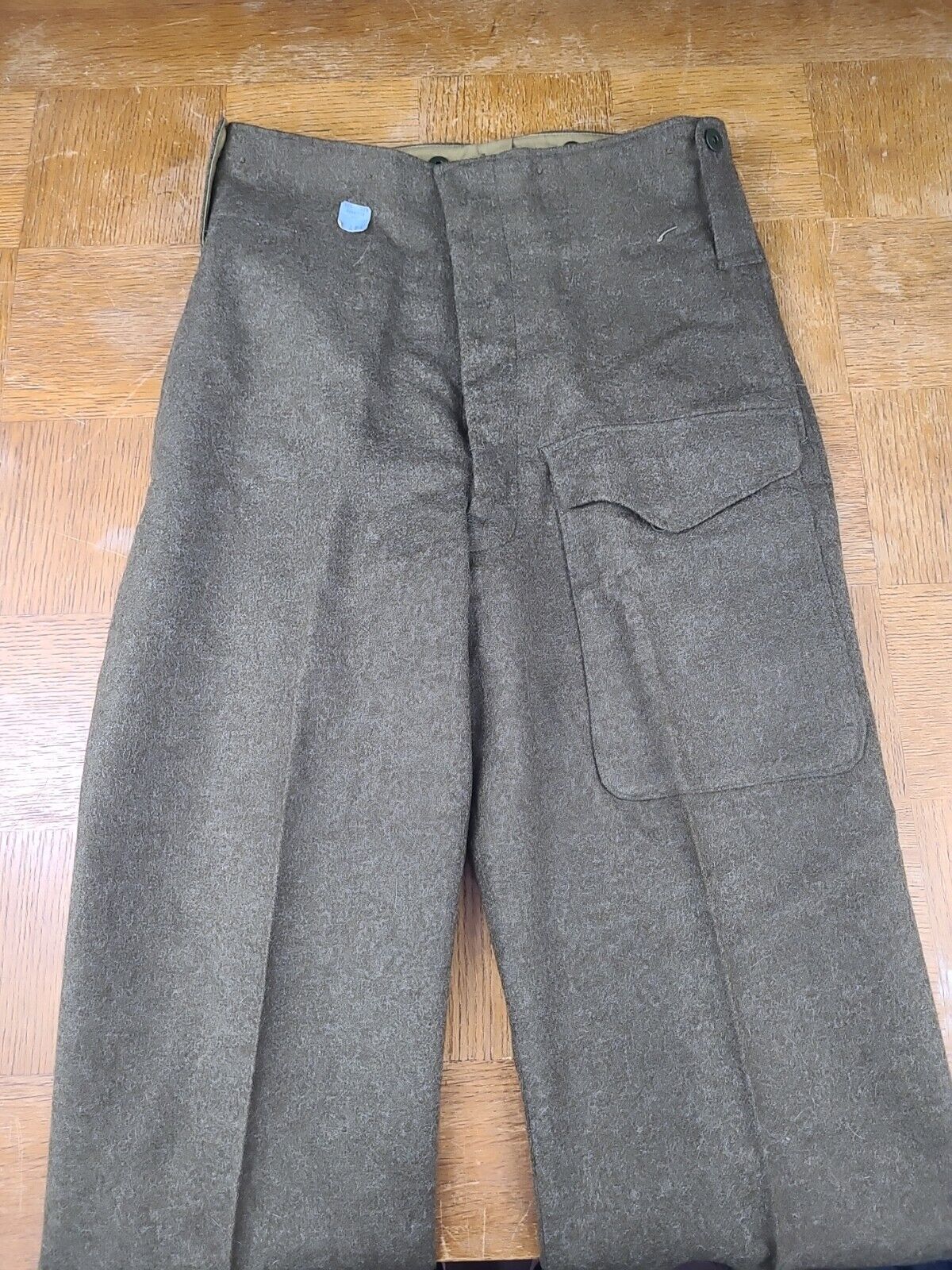 NOS 1961 Canadian Military Green Wool Battledress Khaki Trousers Pants Sz 30-31