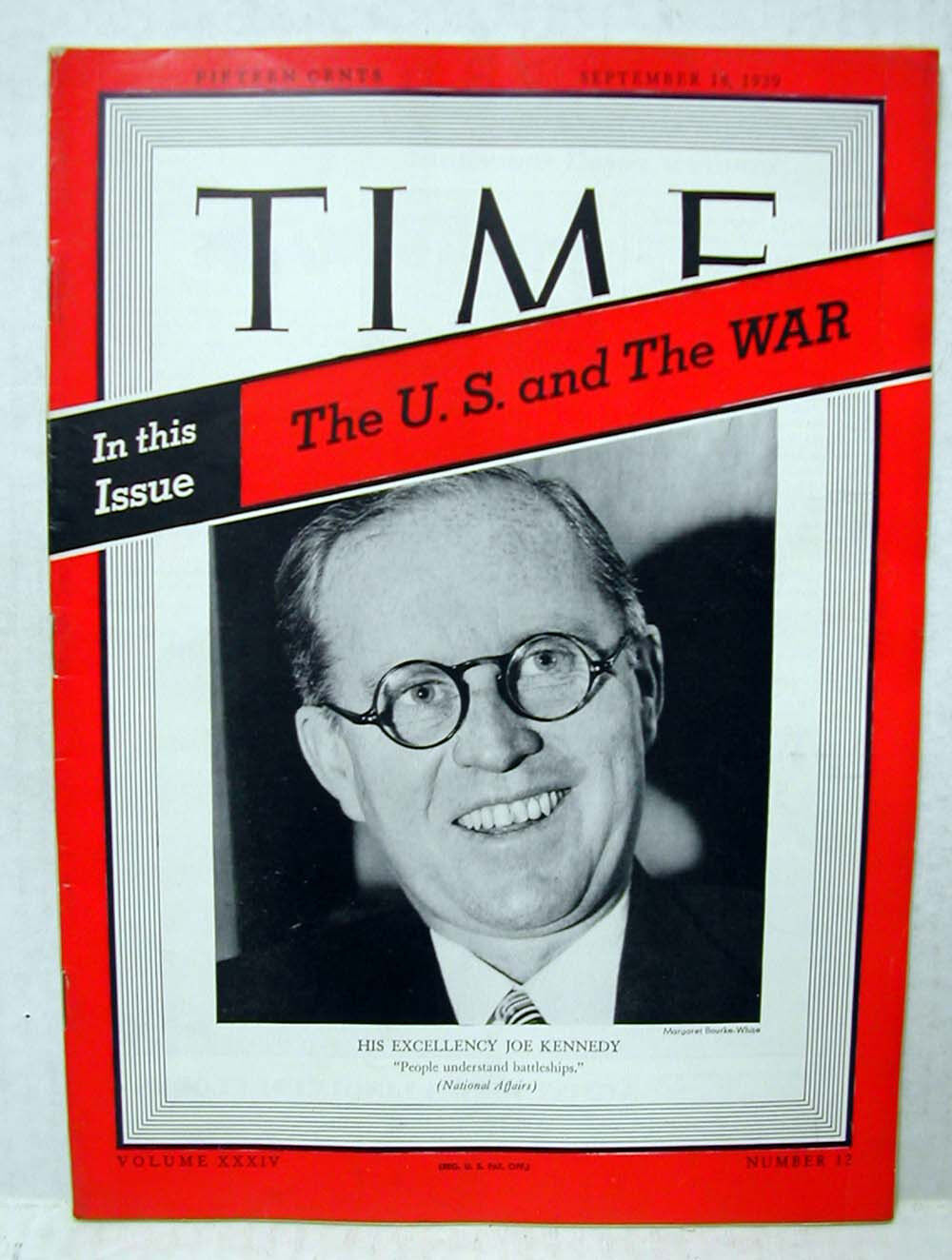 Sept 18, 1939 TIME Magazine- Joe Kennedy- News/Photos/Ads  VG