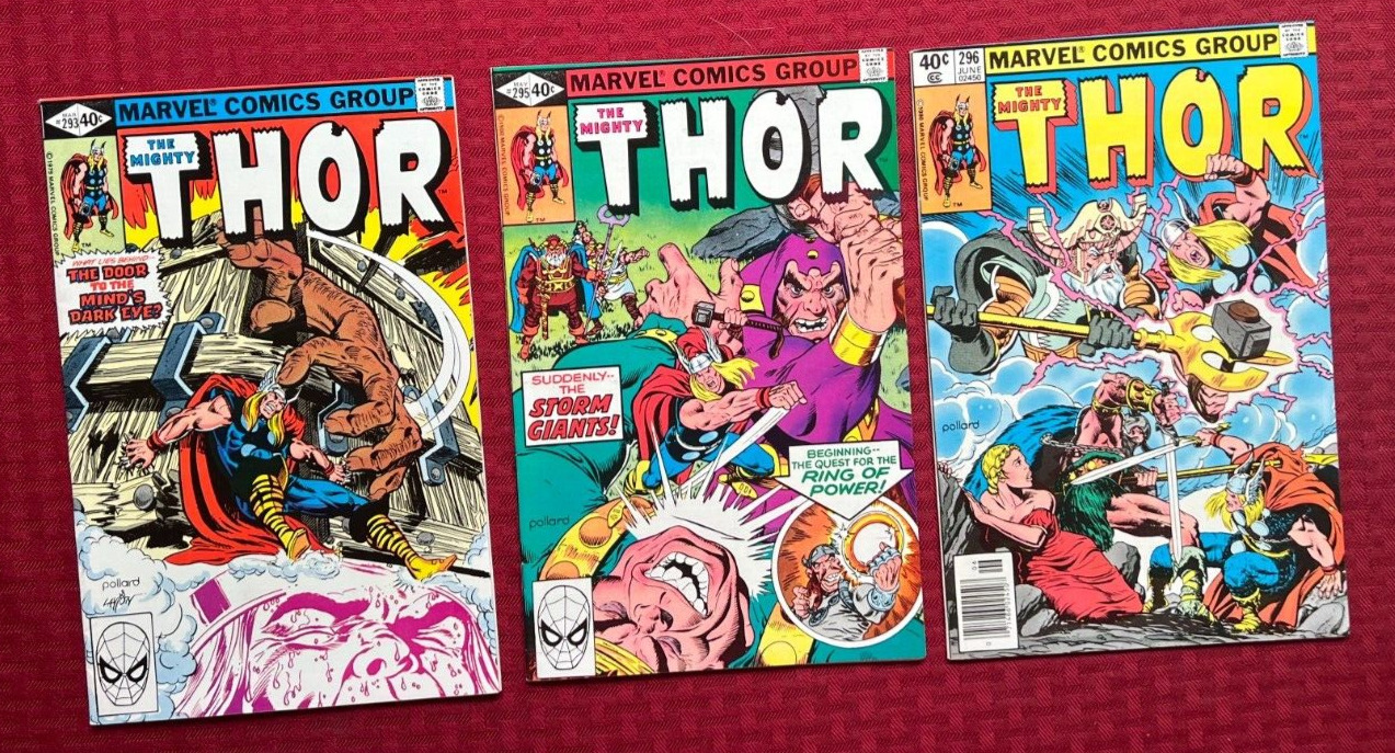 Mighty Thor lot #293 FN, #295 FN+, #296 VF- 1980 Marvel