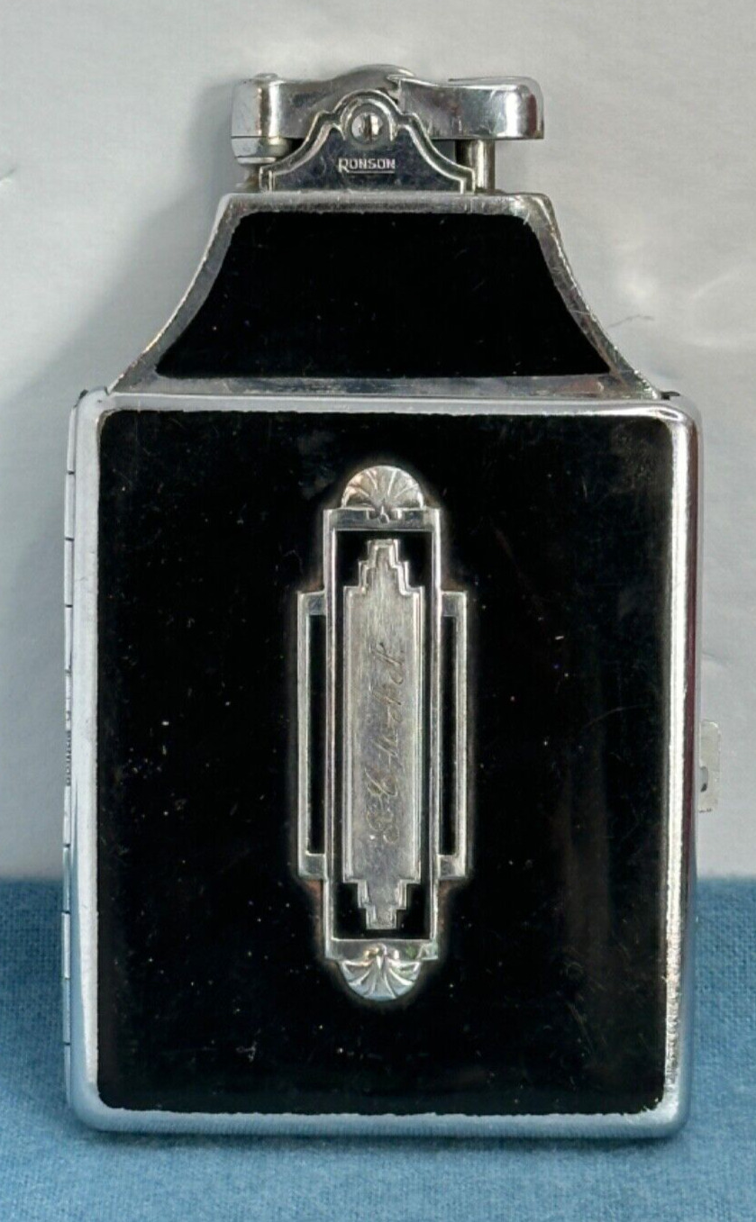 Vintage 1930’s Ronson Art Deco Cigarette Lighter / Case Untested