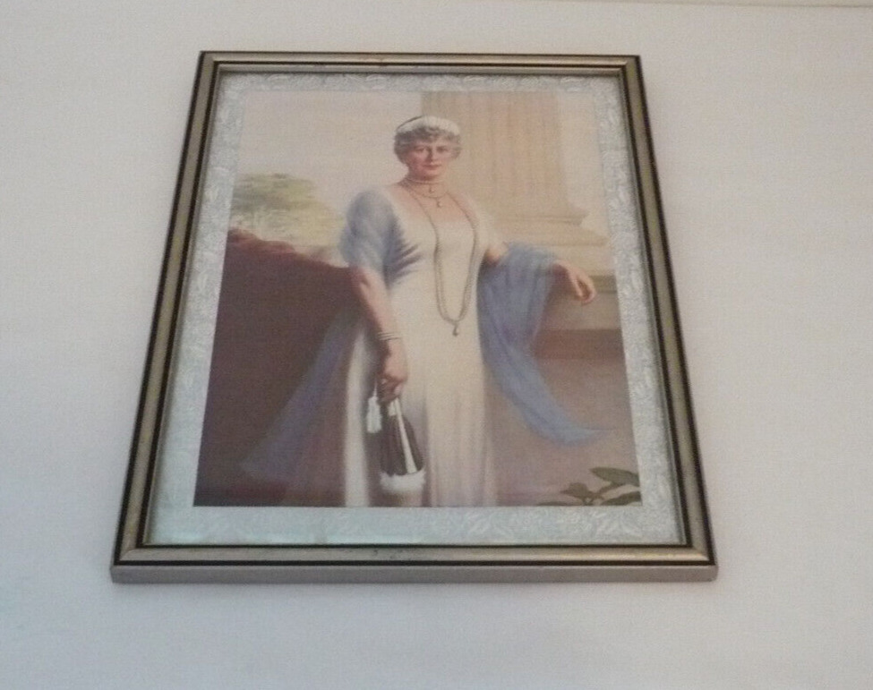 Vintage Framed Picture The Queen Mother: Her Majesty Queen Mary