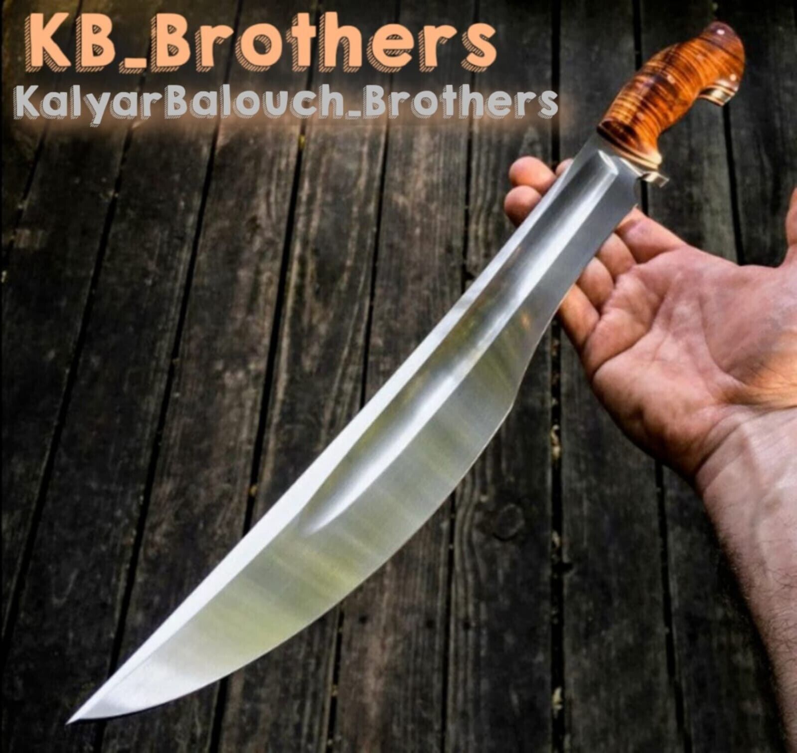 Custom Handmade D2 Steel Short Sword with Leather Sheath-Hunting-20-inches.