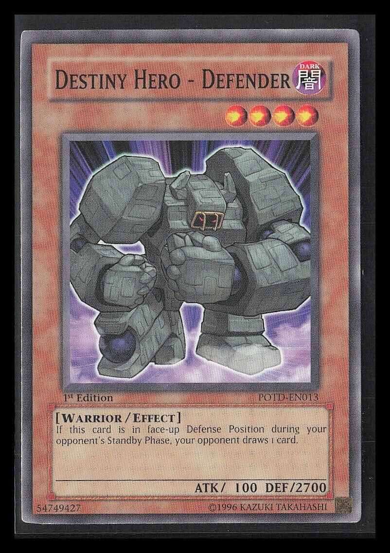 DESTINY HERO - DEFENDER YU-GI-OH TCG 1996 1st Edition POTD-EN013