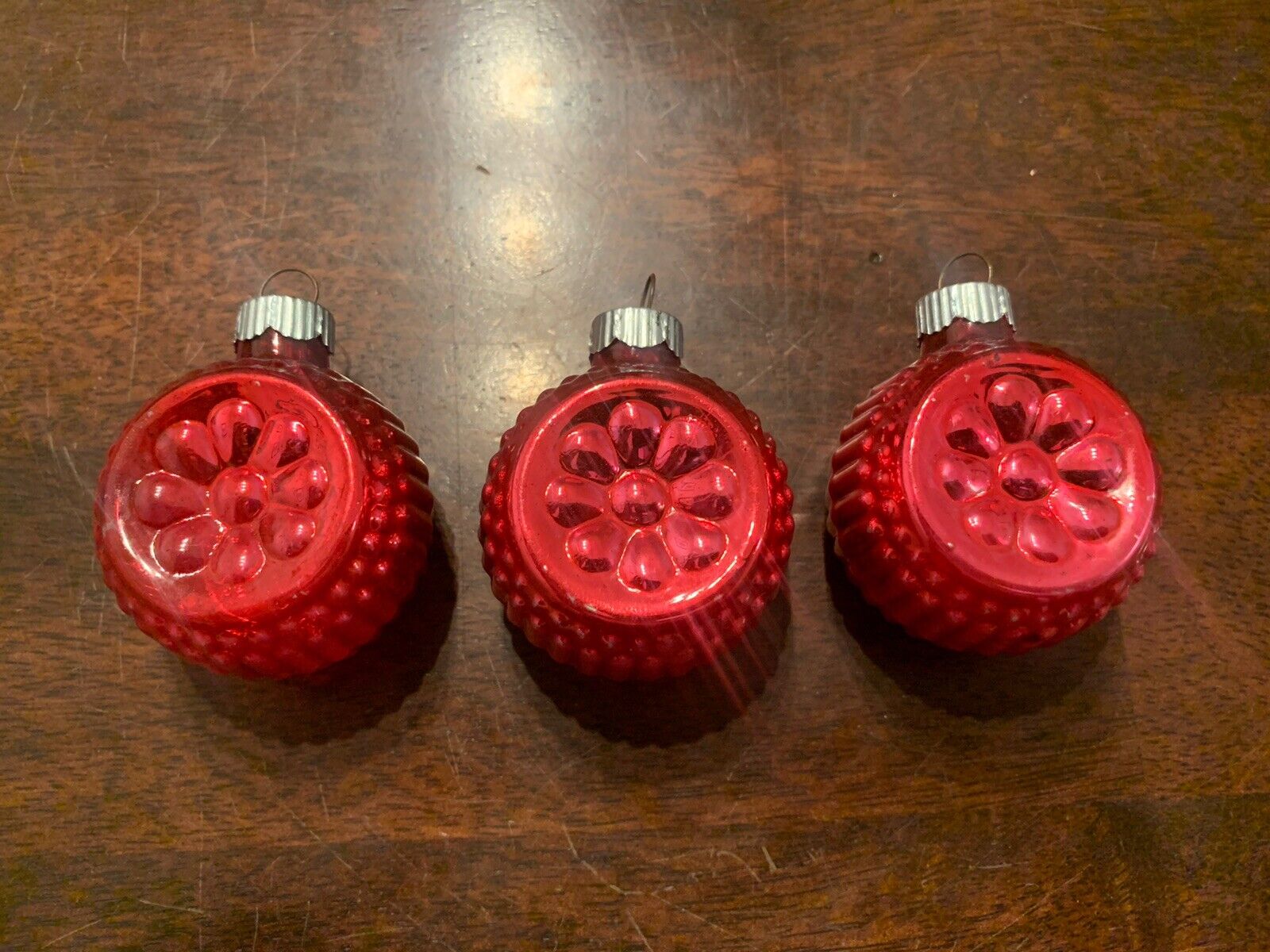 Vintage 1950’s Mercury Glass Double Indented Ornaments