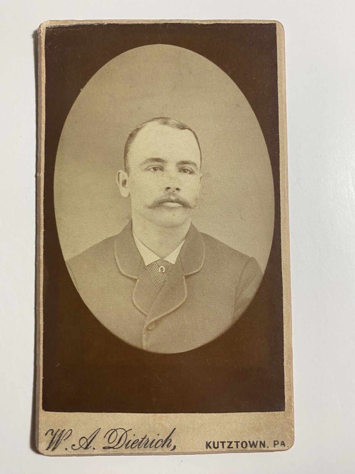 Vintage 1890 Carte De Visite CDV Man With Mustache Wearing Victorian Suit 
