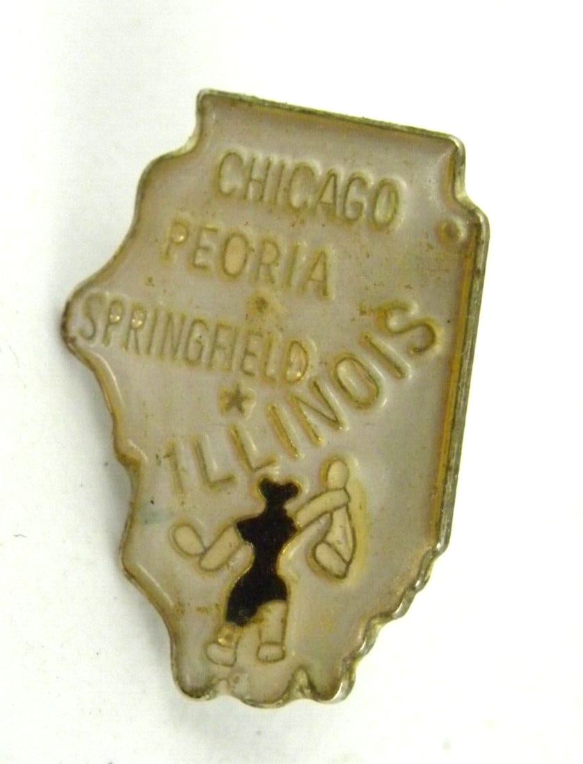 Vintage Illinois State Pin Travel Souvenir Chicago Peoria Springfield Lapel Hat