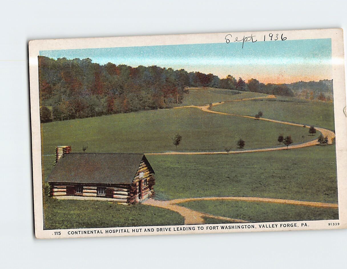 Postcard  Continental Hospital Hut Valley Forge Pennsylvania USA
