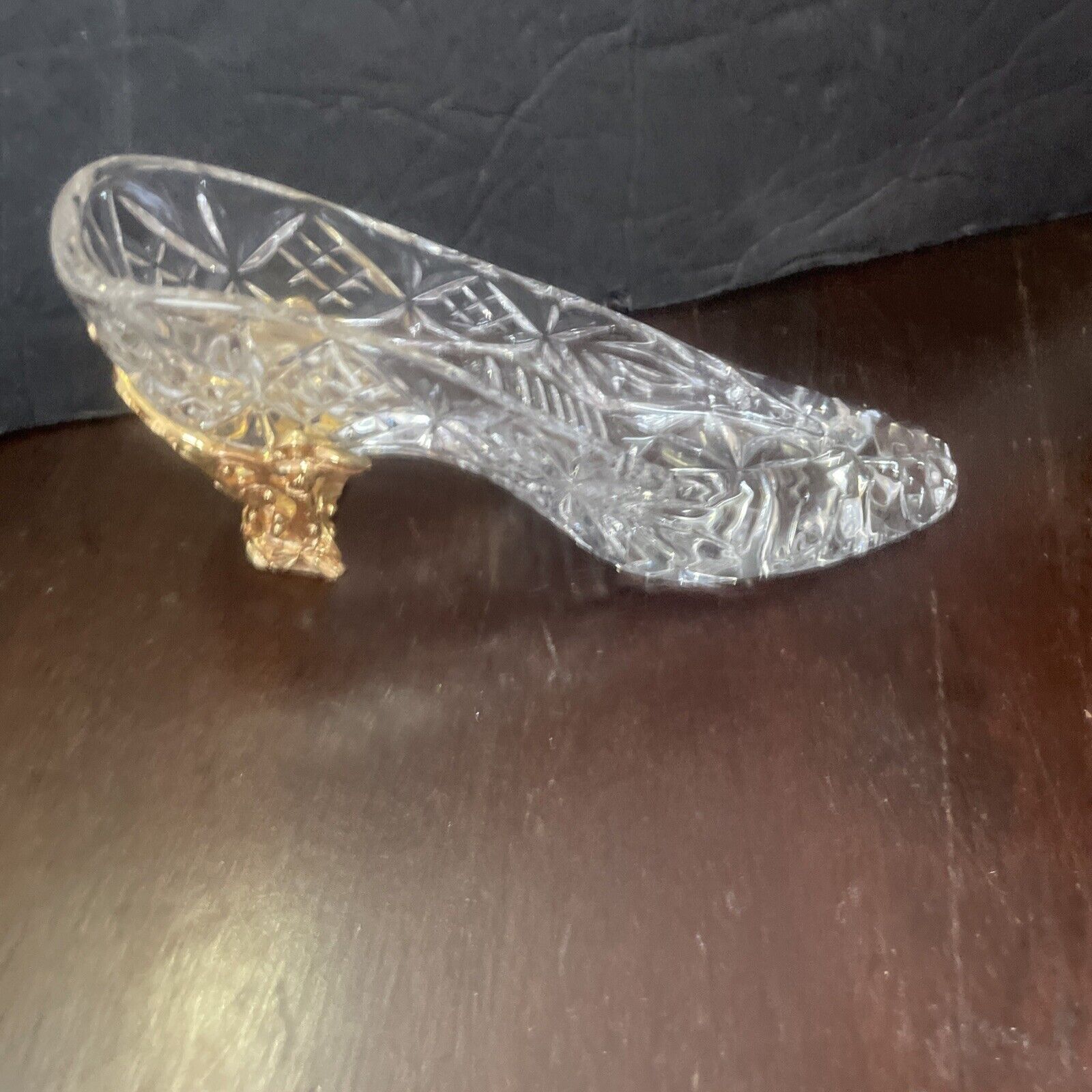Franklin Mint Disney's Cinderella Crystal Glass Slipper 24K Gold Plated