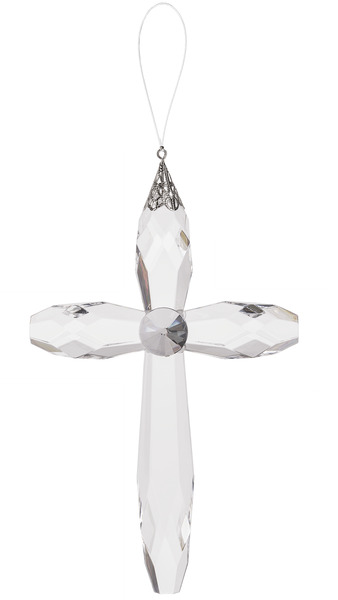 Hanging Clear Cross - Wall Hanging Cross - glass CRYSTAL - Size: 3 X 7 \