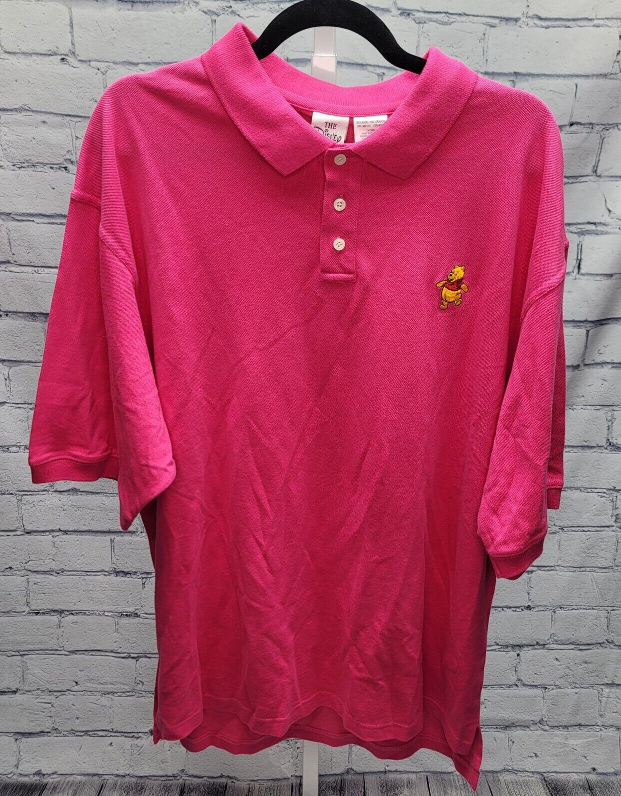 New Vintage The Disney Store Pink Winnie The Pooh Short Sleeve Polo Size XXL 2XL