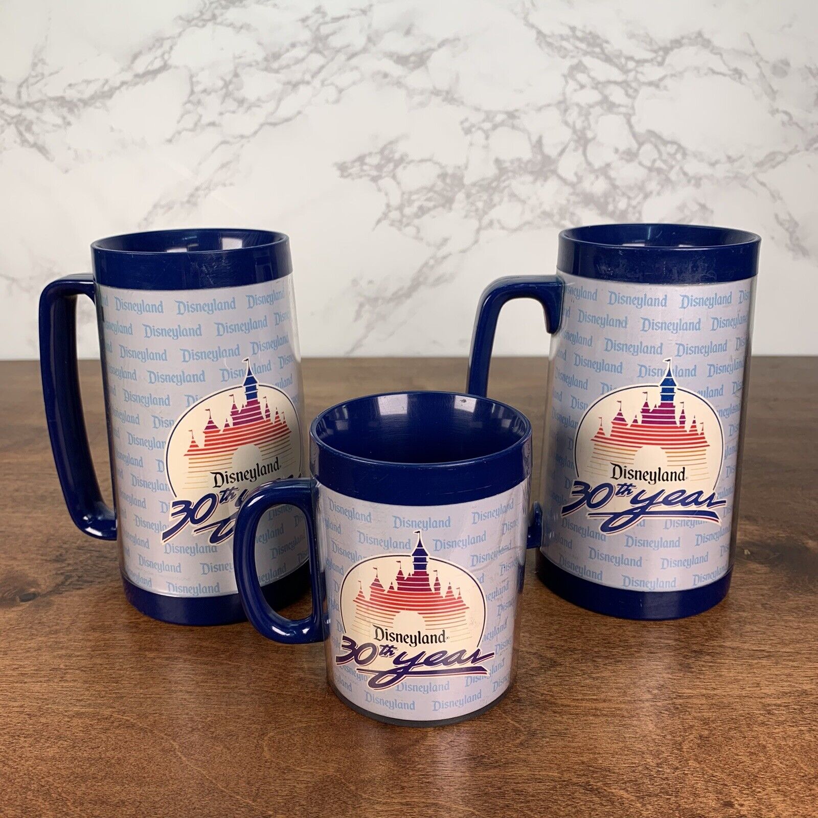 Vintage 1985 Souvenir Walt Disney World Mug Cups Thermo-Serv “30th Anniversary”