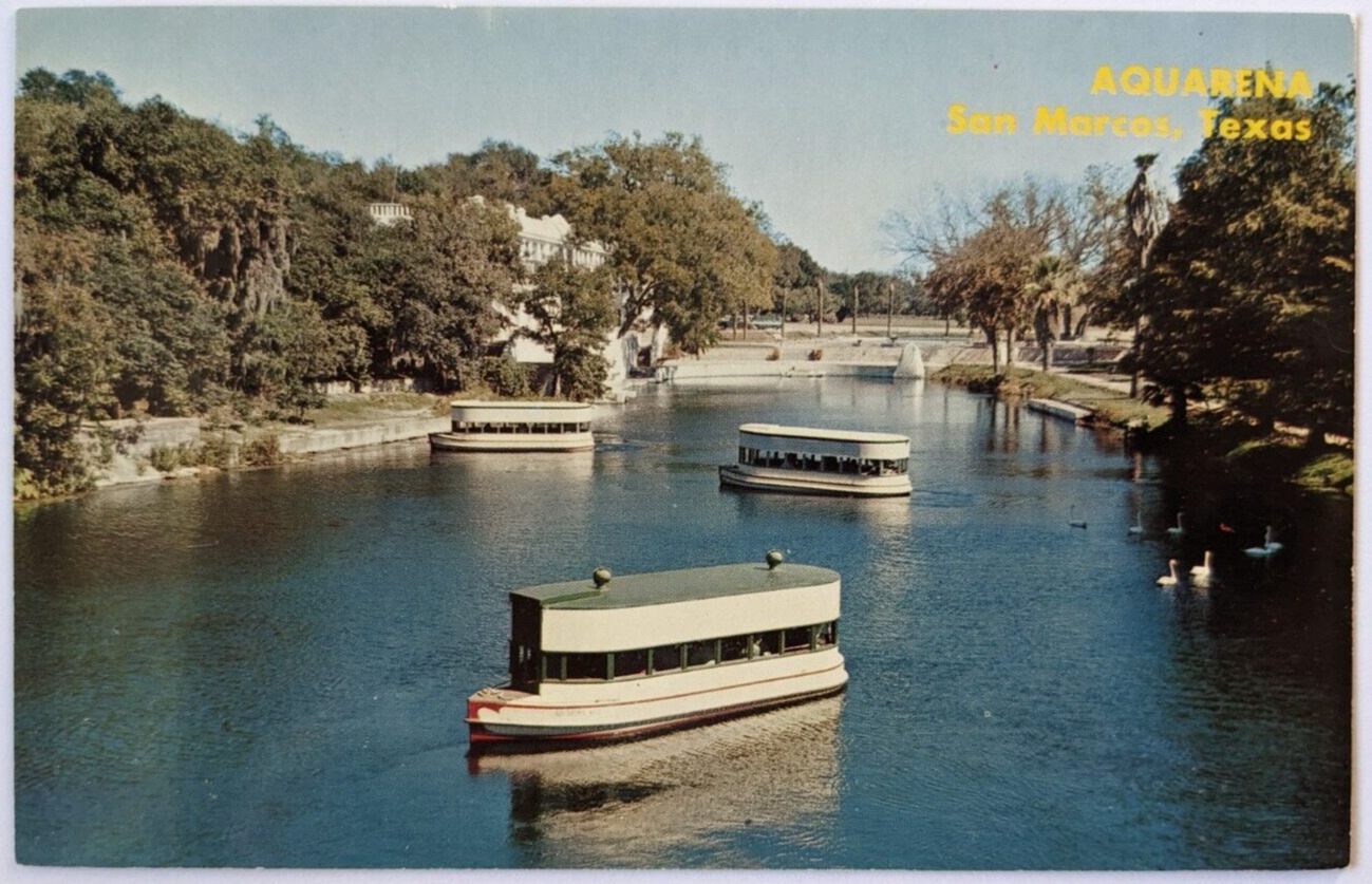 Aquarena San Marcos, Texas Aquarena Glass Bottom Boats Vintage Postcard A7