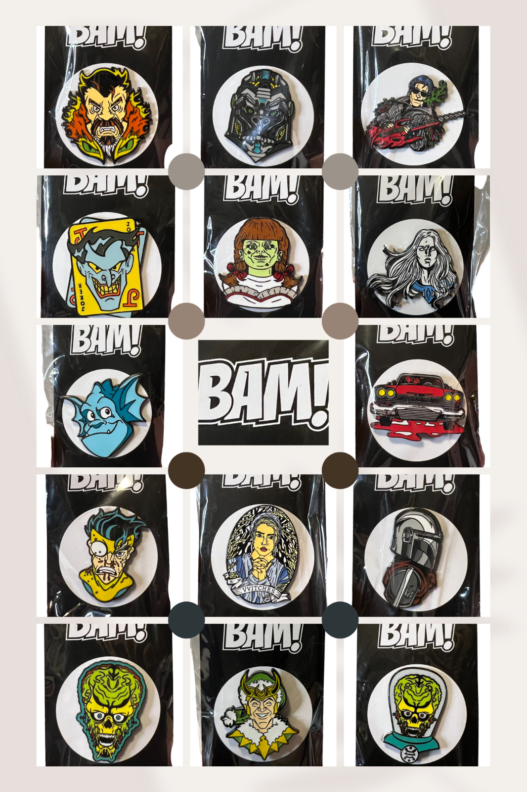 BAM Box HUGE Pin Lot (14) Invincible Transformers Mars Attacks Joker + More