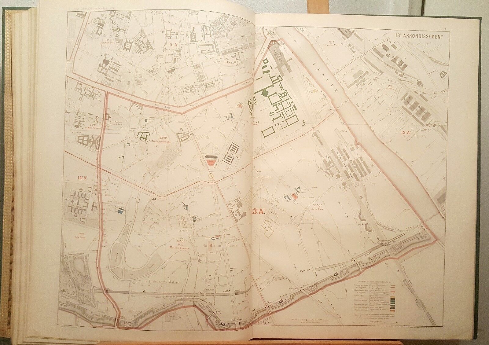 Paris XIIIth - Baron Haussmann Very Rare Plan from 1868 to 1/5000 (63x89 cms)