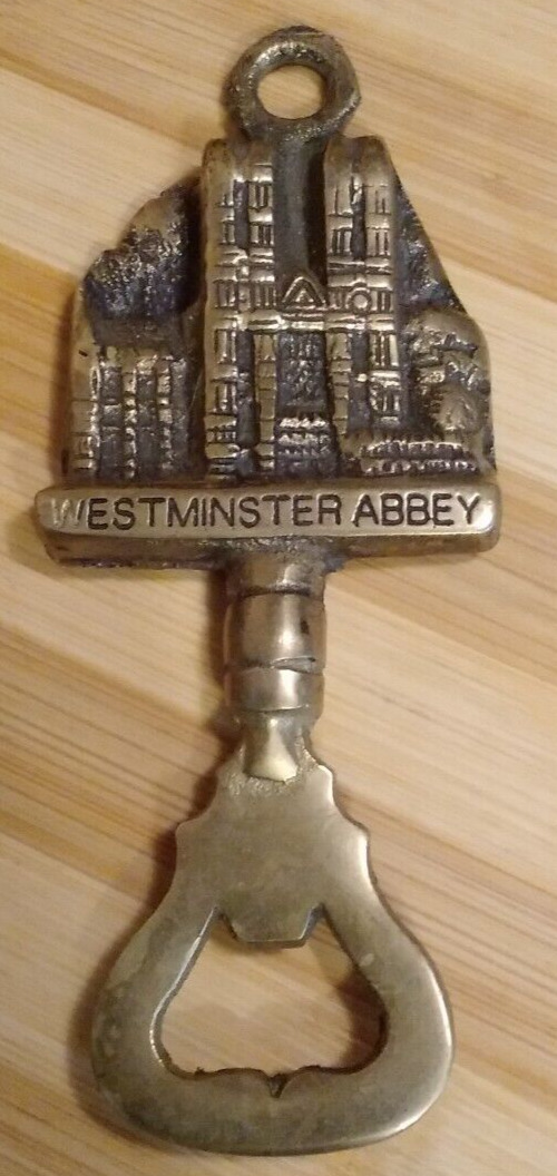 Vintage Souvenir Westminister Abbey Brass Bottle Opener 5.5 inches
