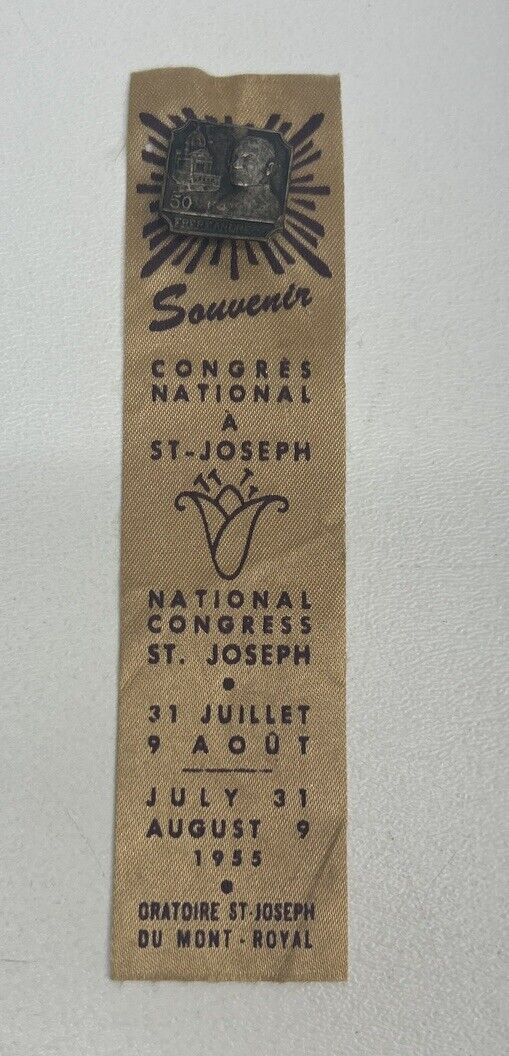 Vintage Rare Frere Andre CSC Pin On Congres National A St-Joseph Ribbon, 1955