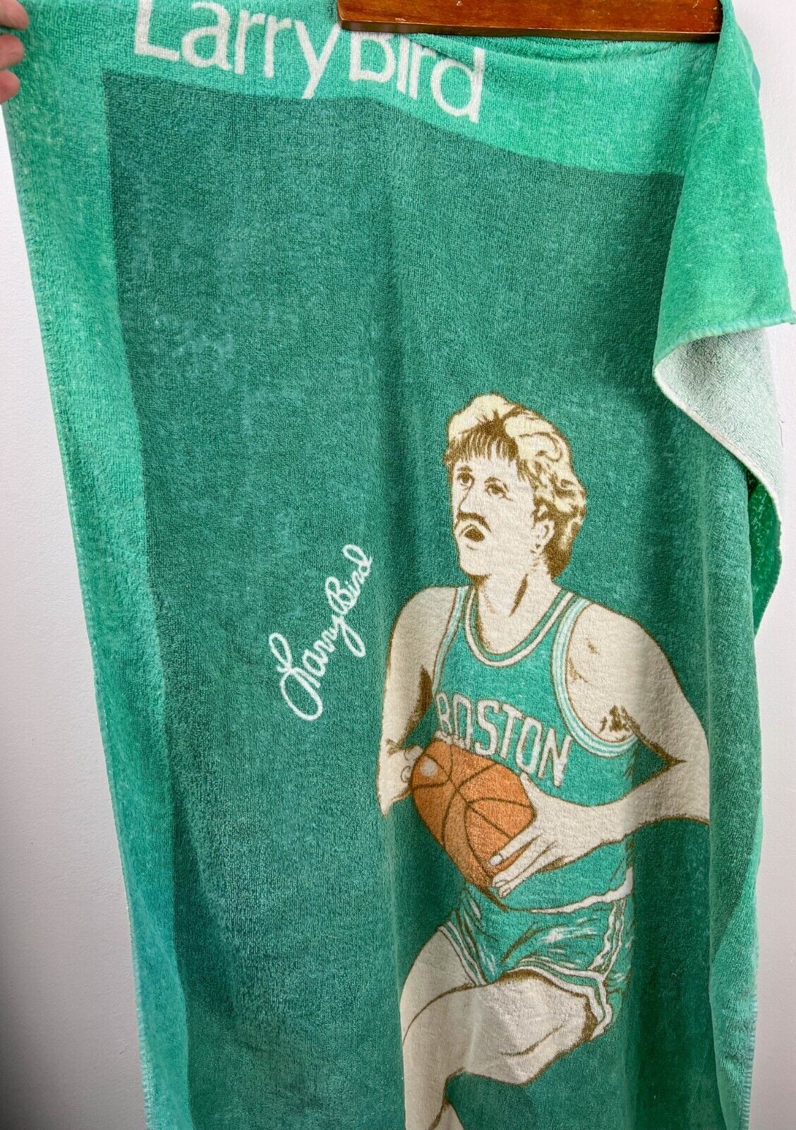 RARE VINTAGE Green Larry Bird Beach Towel From The 1980s