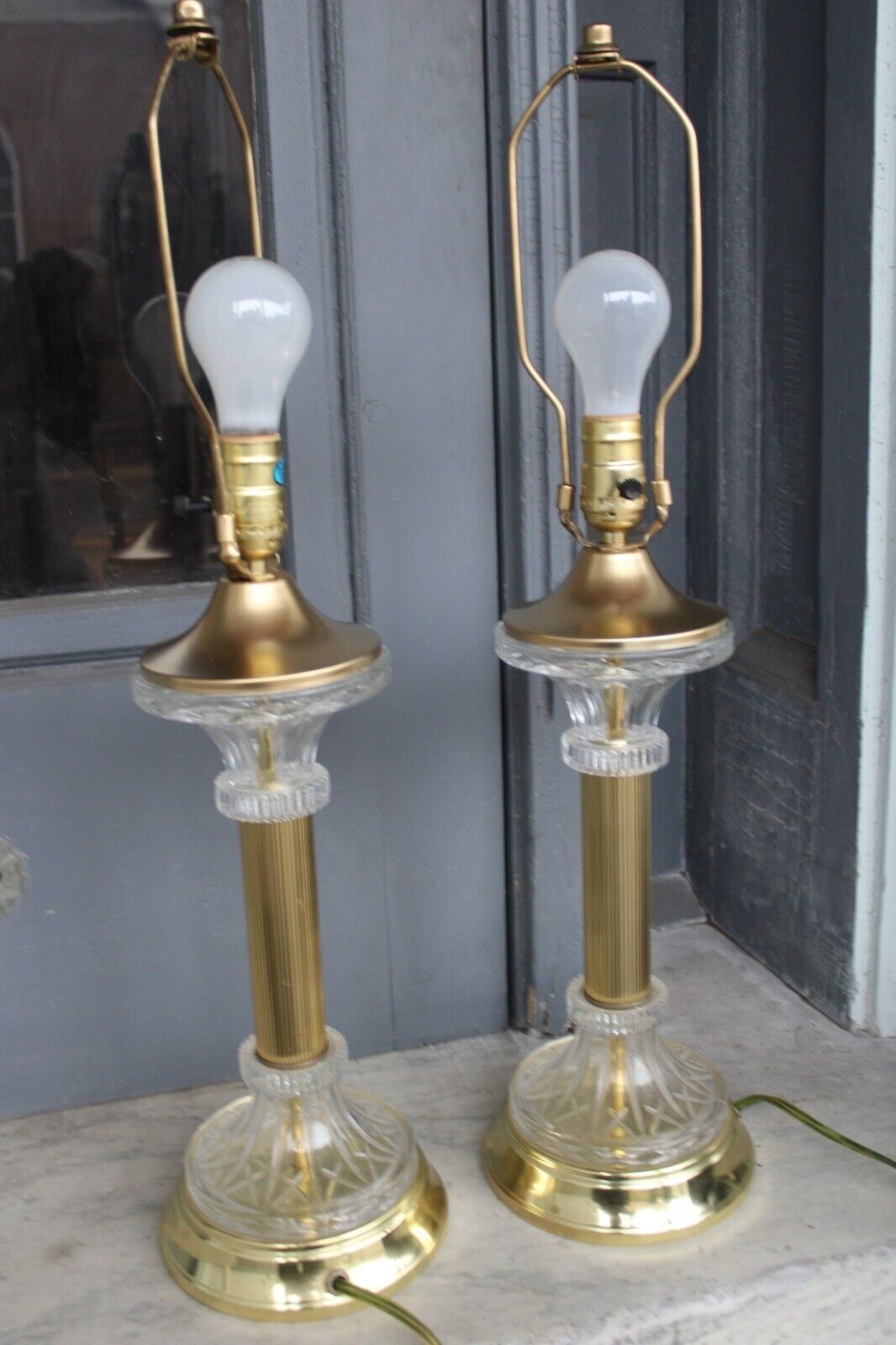 Vintage Pair Crystal/Gold Lamps Beautiful