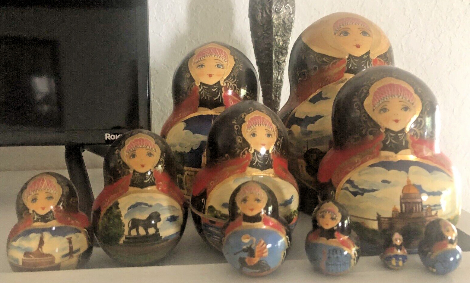 Russian Nesting Dolls Matryoshka Hand Painted Signed  10 piece