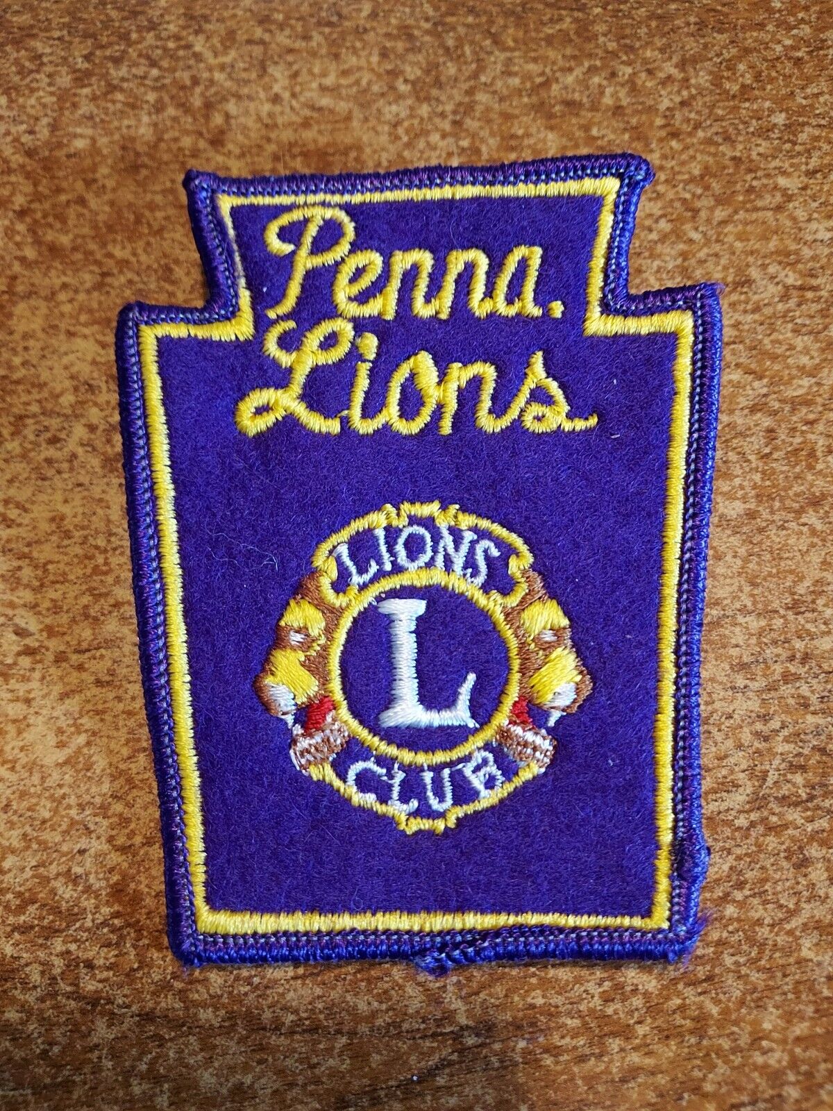 Vintage Penna. Lions Club embroidered patch - Keystone shape