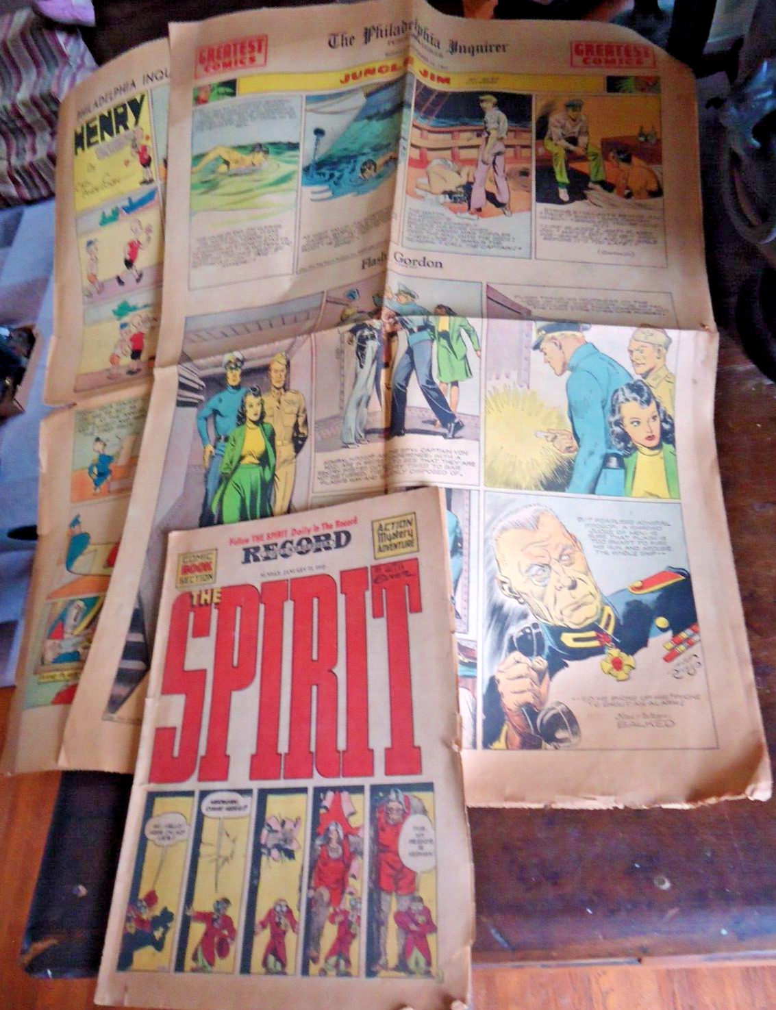 1941-42 WW2 Era Golden Age THE SPIRIT Comic & 2 Full Phila. Newspaper sections