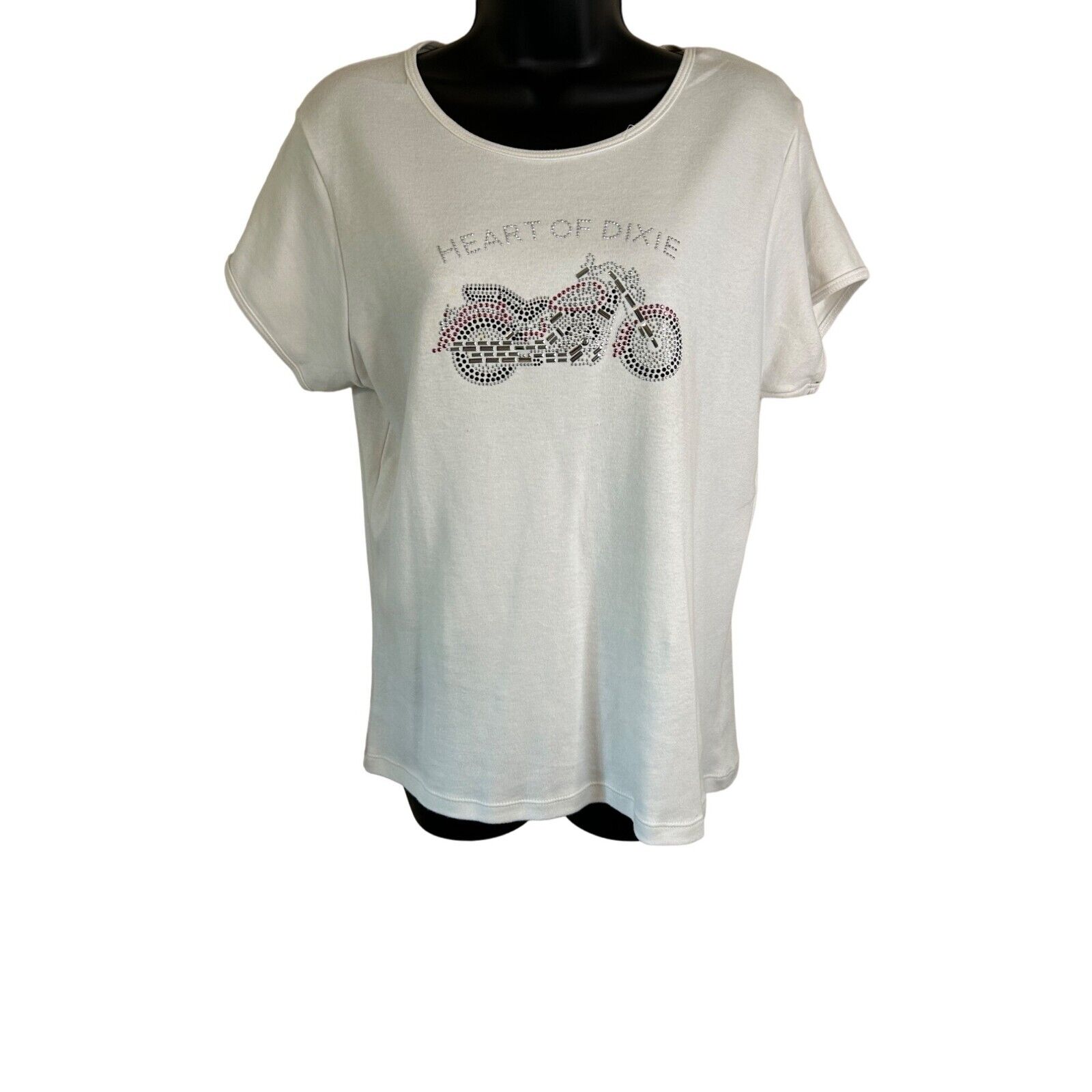 Harley Davidson Studded Detail Motorcycle White Tee Shirt Size XL