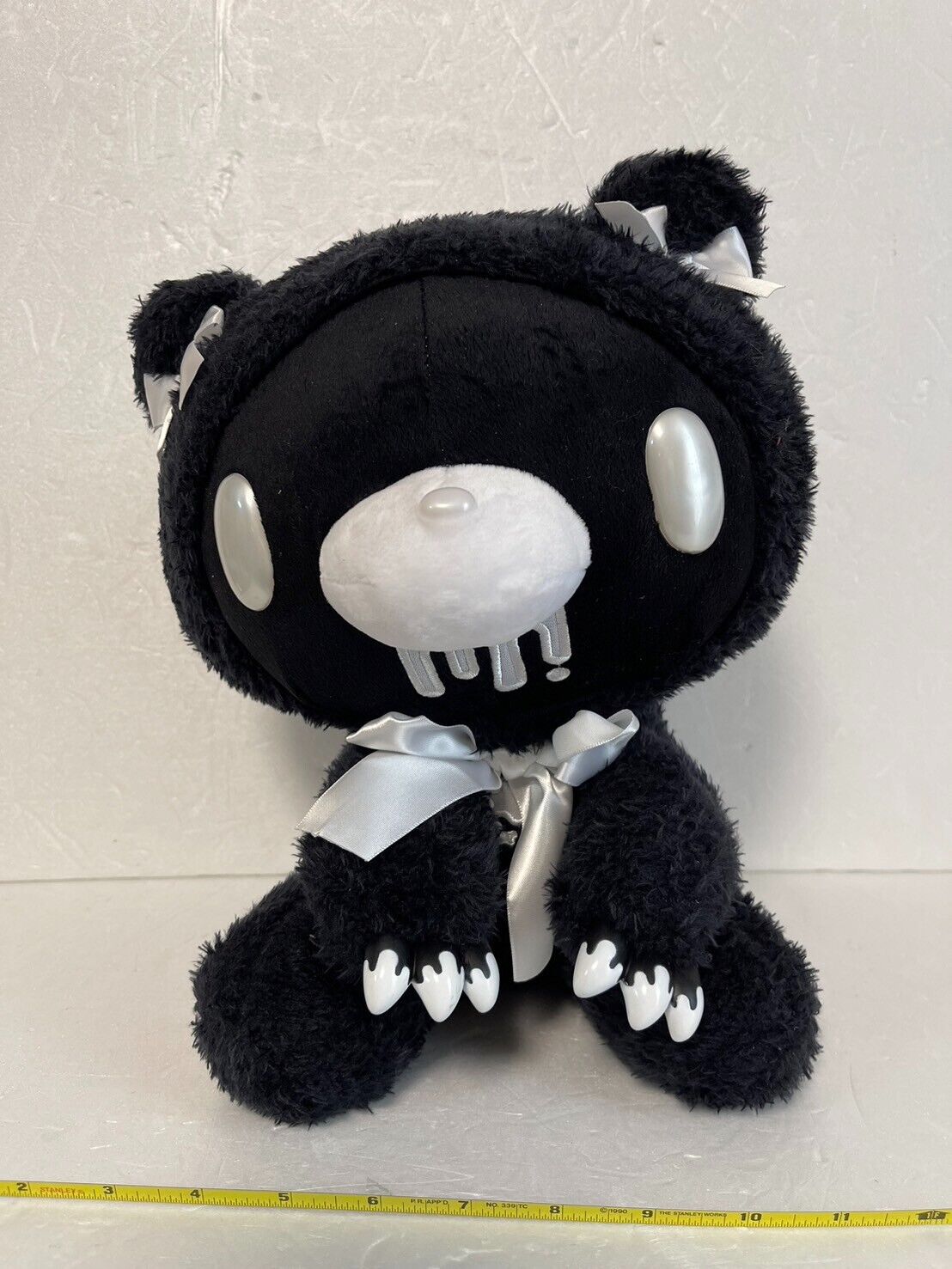 Chax GP Gloomy the Naughty Grizzly Plush Doll Fluffy Night Wear Black H 11.8 in