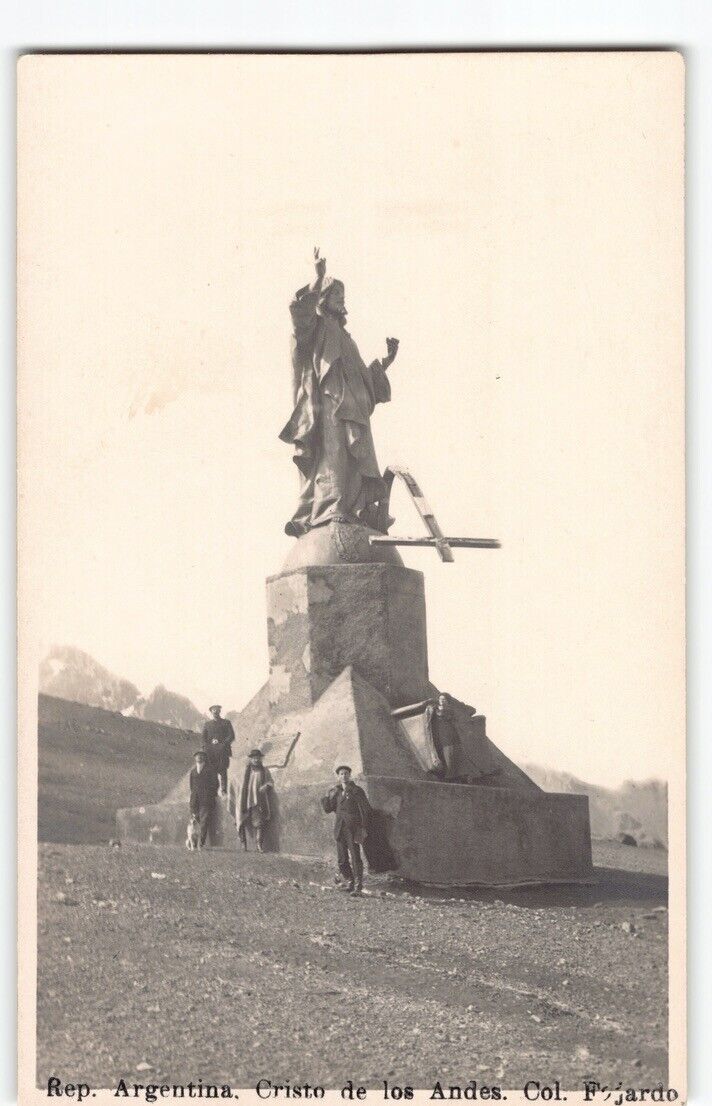 Jesus Christ Peace Monument~1904 Argentina-Chile South America RPPC Postcard -P5