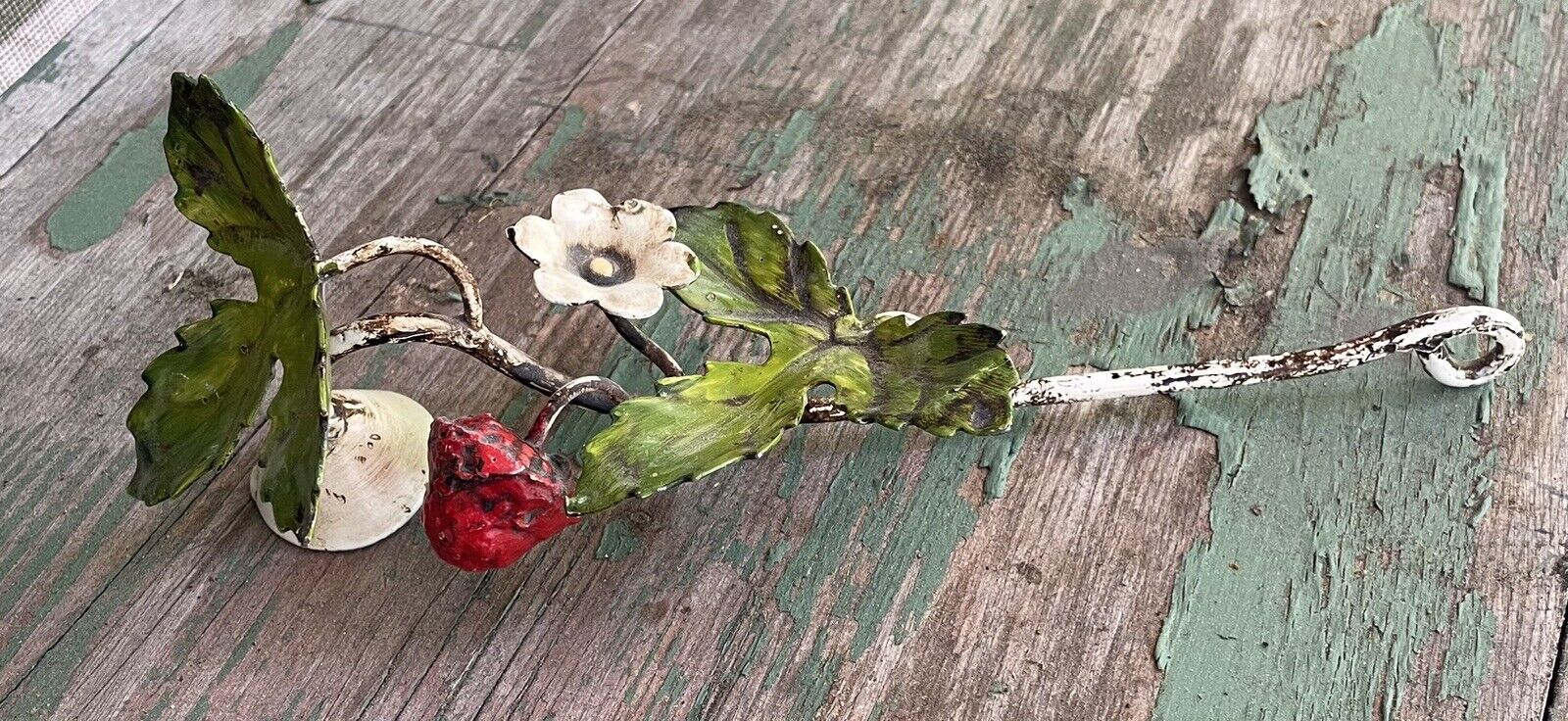 Vintage Italian Toleware Candle Snuffer With Strawberry 