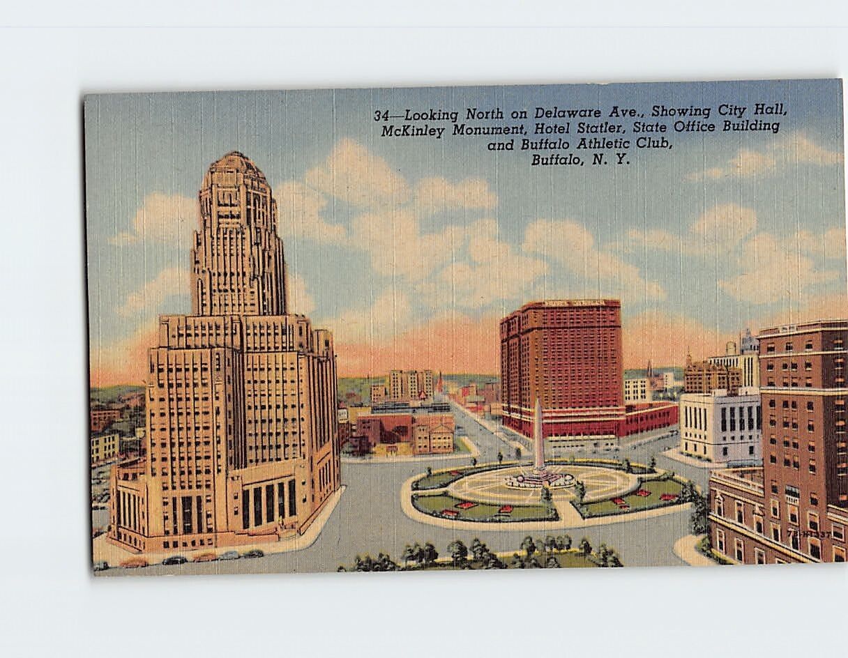 Postcard Looking North on Delaware Avenue, Buffalo, New York
