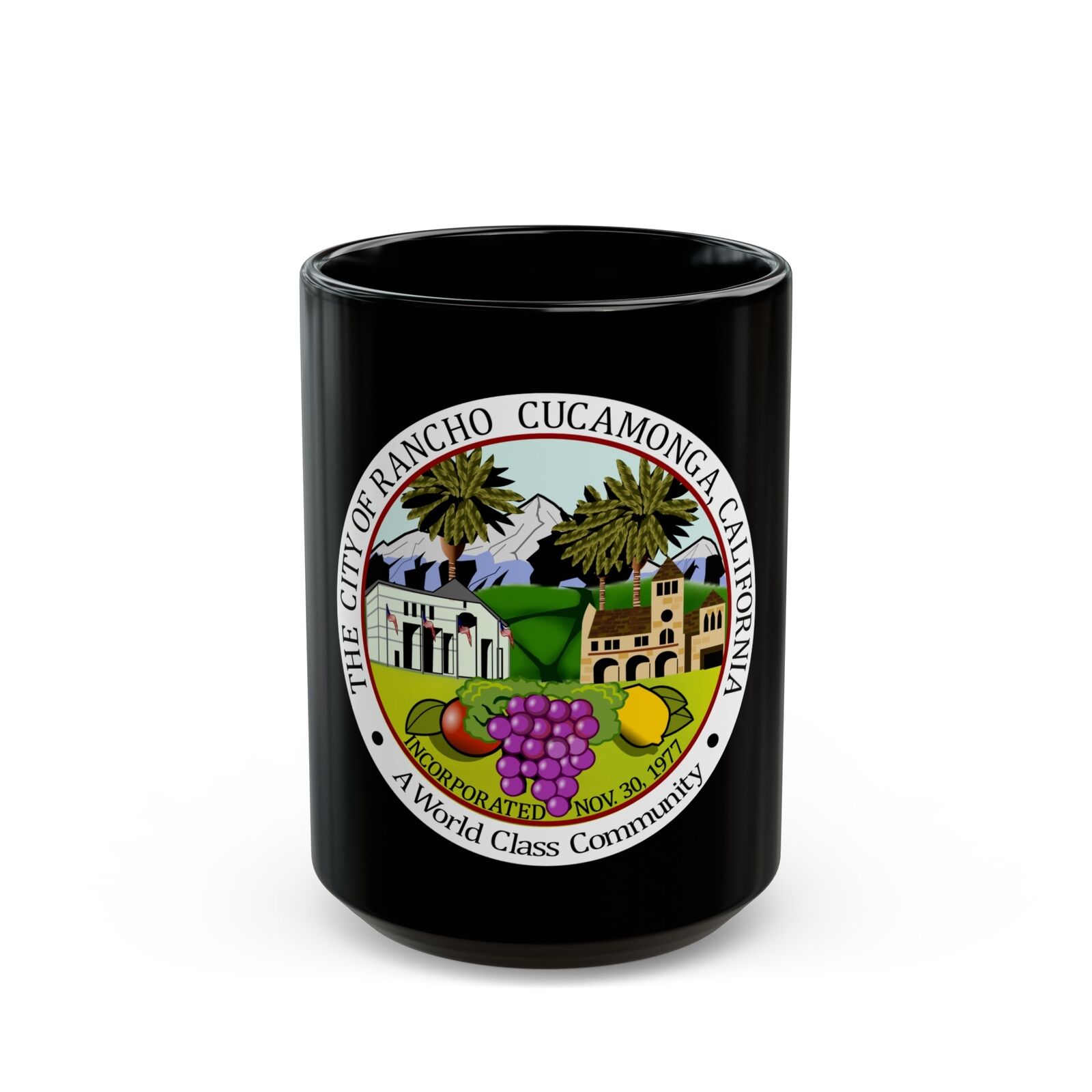 Seal of Rancho Cucamonga California - Black Coffee Mug