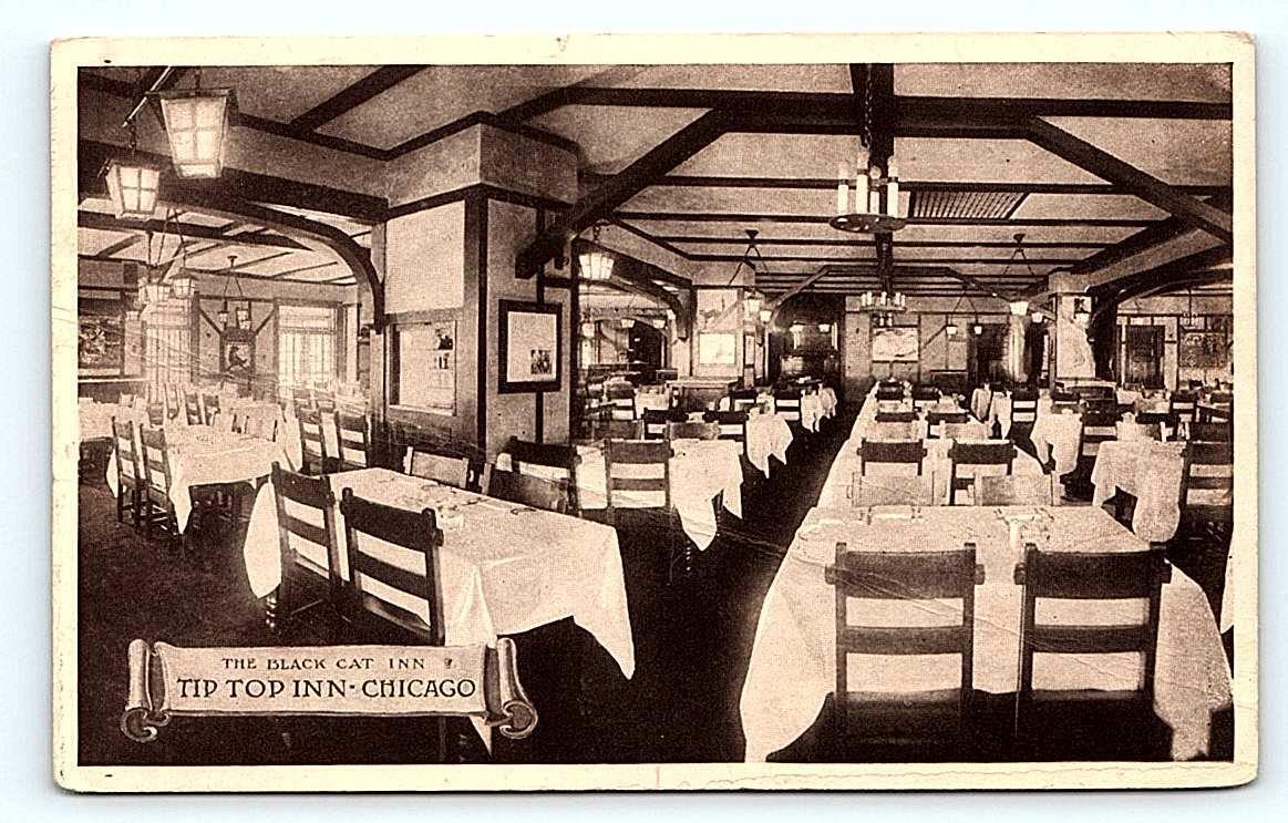 CHICAGO, IL Illinois~ c1910s ~ Interior BLACK CAT INN Restaurant  Postcard