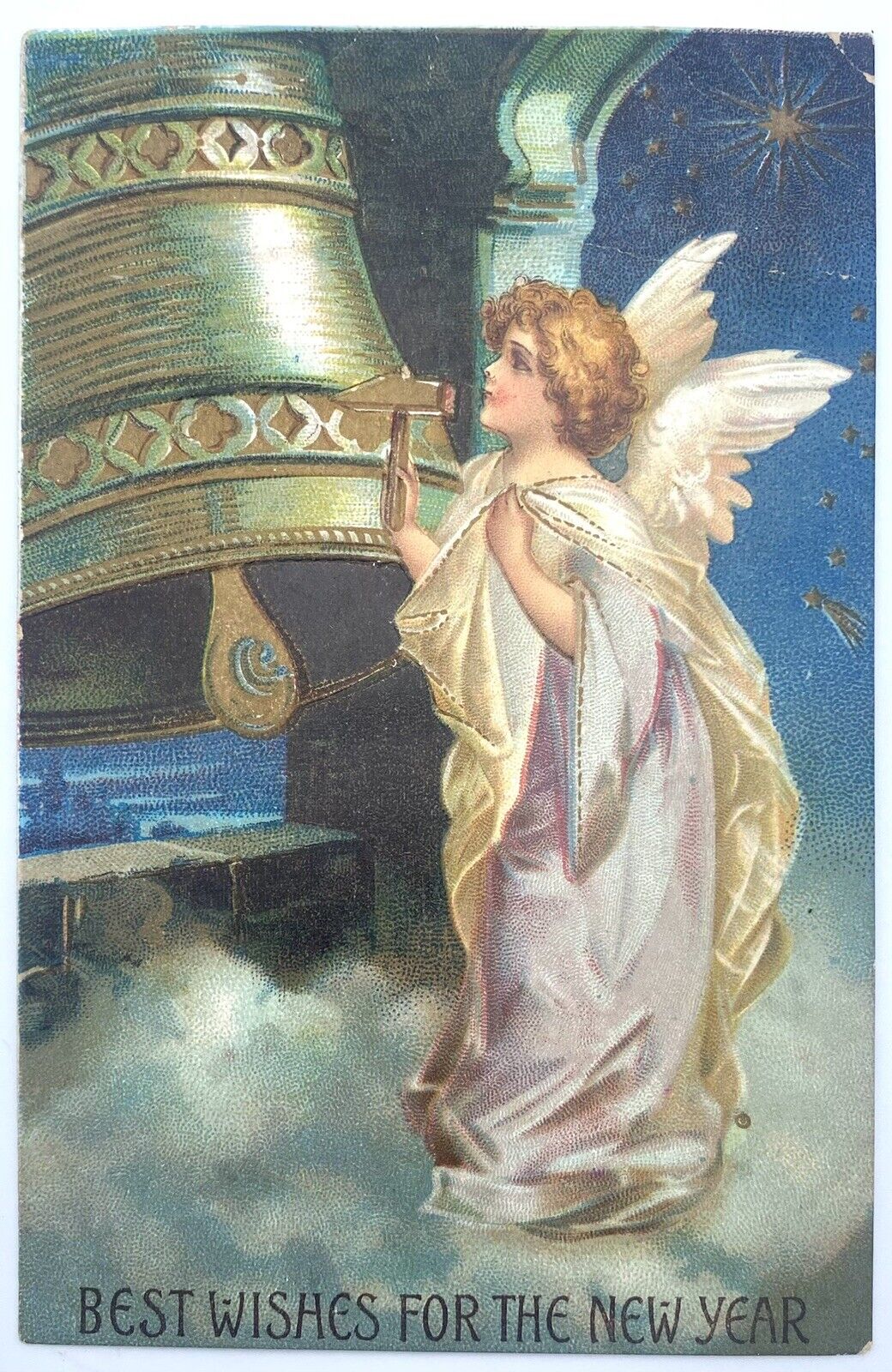 Antique Early 1900s Clapsaddle New Year Card Angel Child Germany Unused Unposted