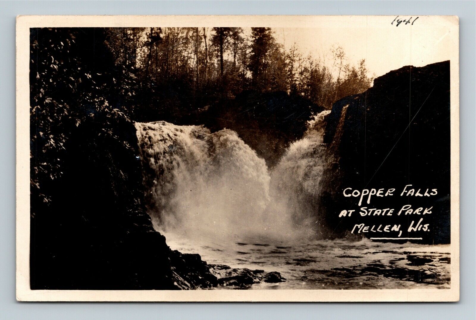 RPPC Mellen WI-Wisconsin, Copper Falls At State Park, Vintage Postcard