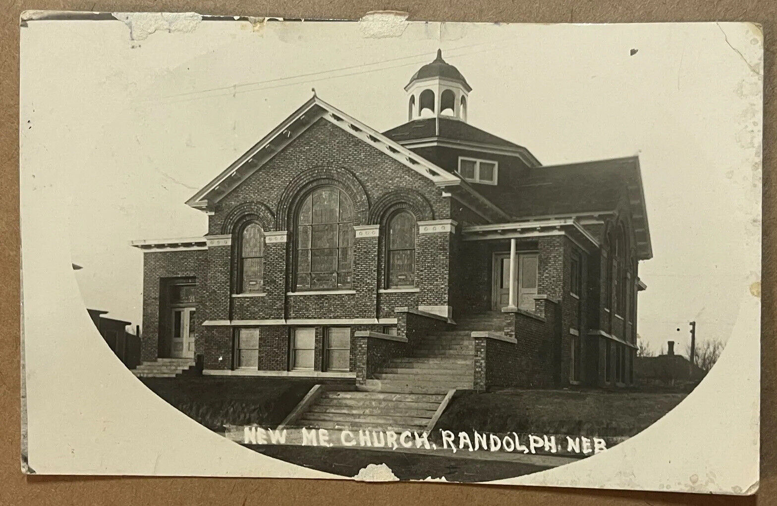 Randolph Nebraska New ME Church Antique Photo Postcard c1910