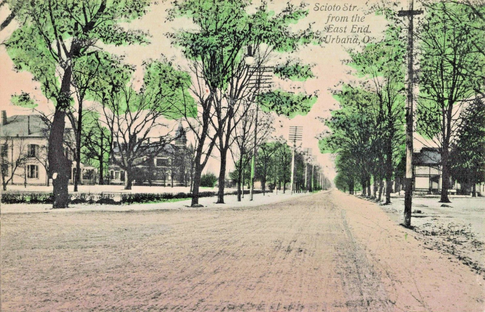 Postcard OH Urbana Ohio-Scioto Street from the East End-Antique Vintage (D11)