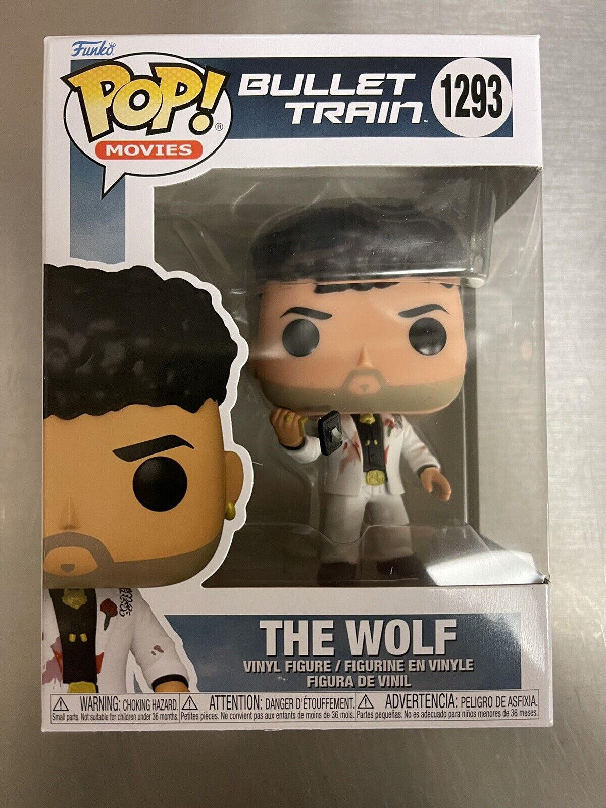 Funko Pop Movies Bullet Train The Wolf Bad Bunny # 1293 with Pop Protector