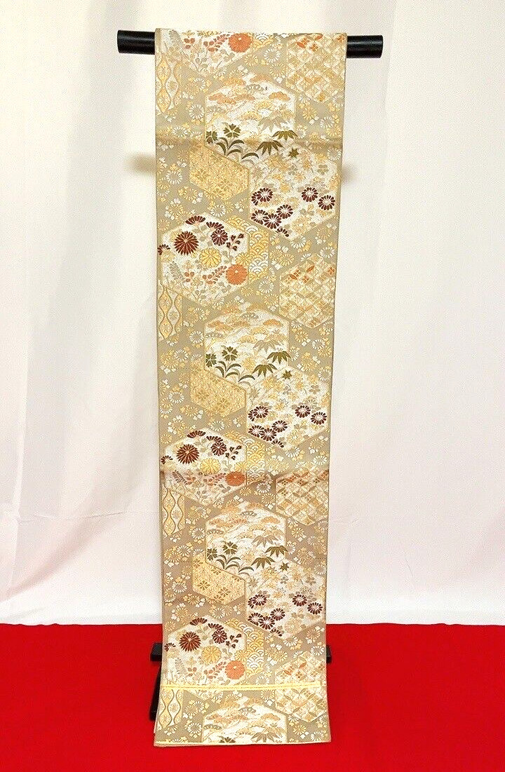 Japanese Kimono FUKUROOBI Pure Silk Japan Gold Luxury Japanese tradition N04251