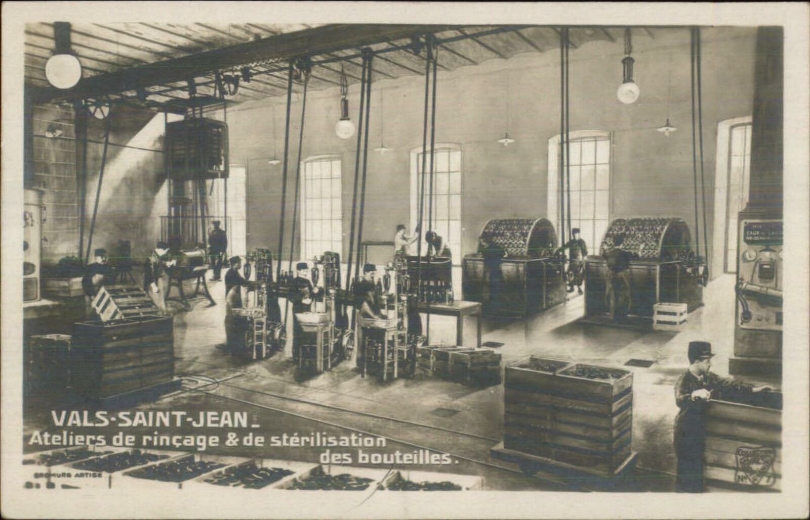 Labor Work Vals Saint Jean France Bottling Plant c1910 Real Photo Postcard