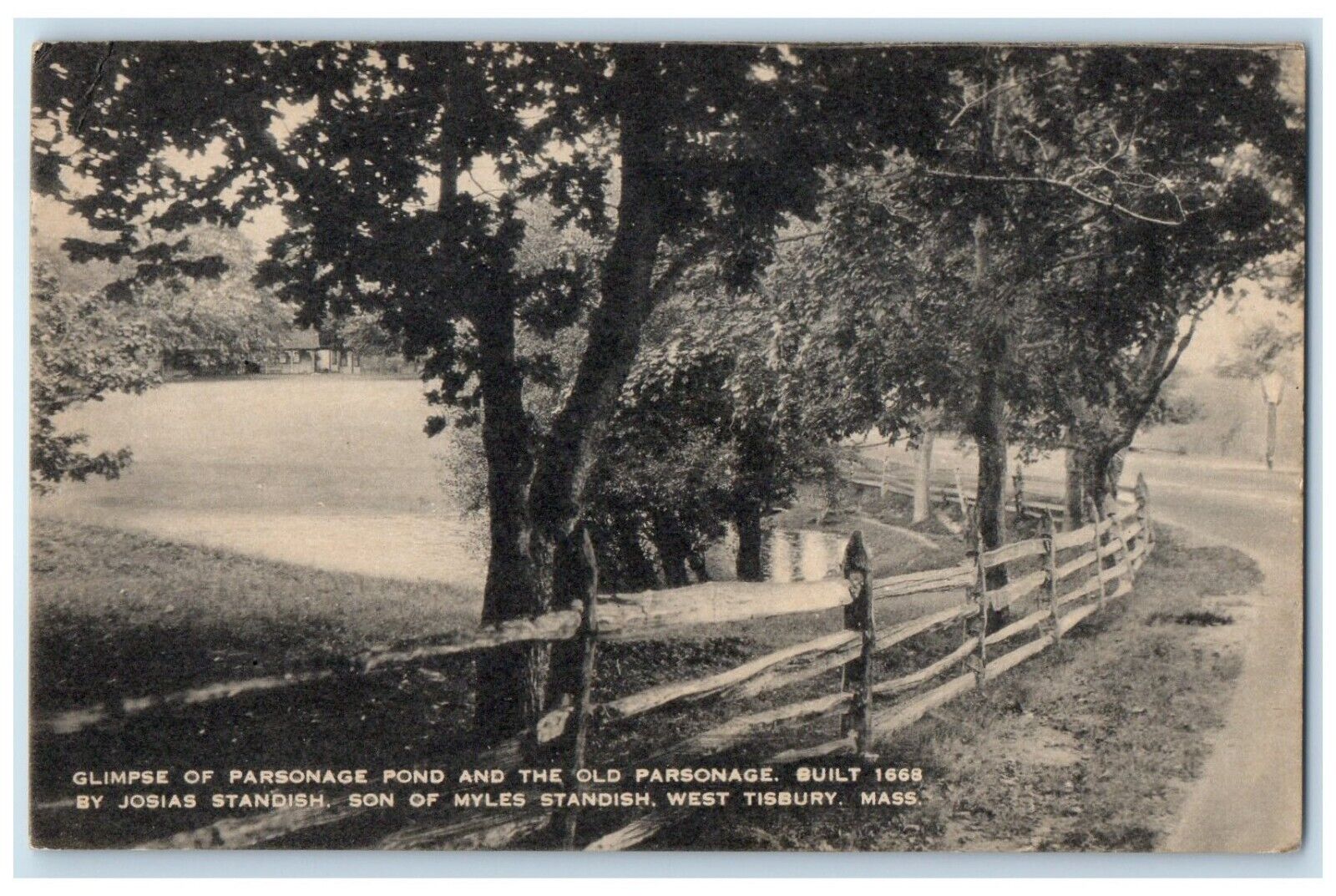 1937 Glimpse Parsonage Pond Old Josias Myles West Tisbury Massachusetts Postcard