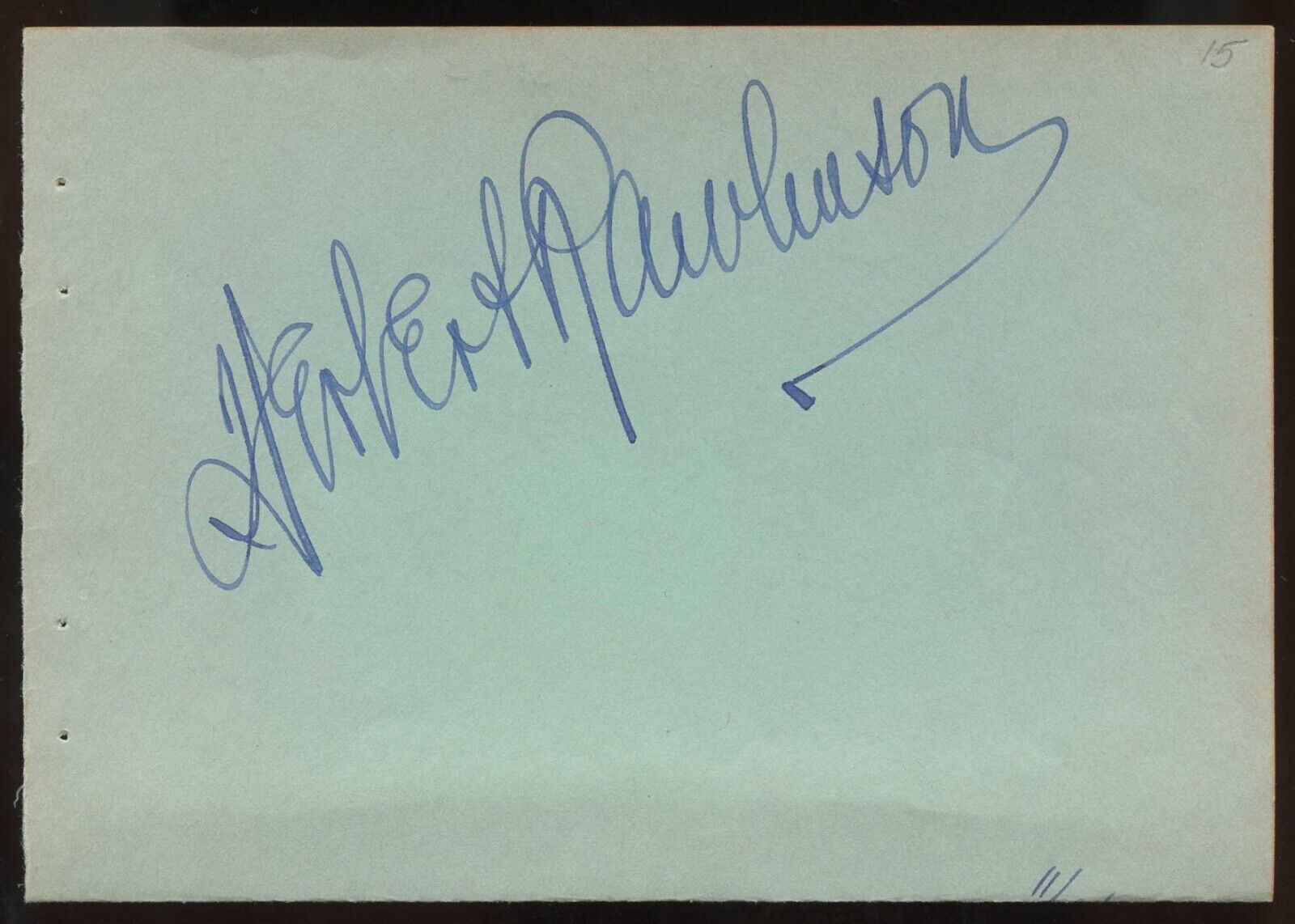 Herbert Rawlinson d1953 signed autograph 4x6 Album Page Actor Silent Film Era
